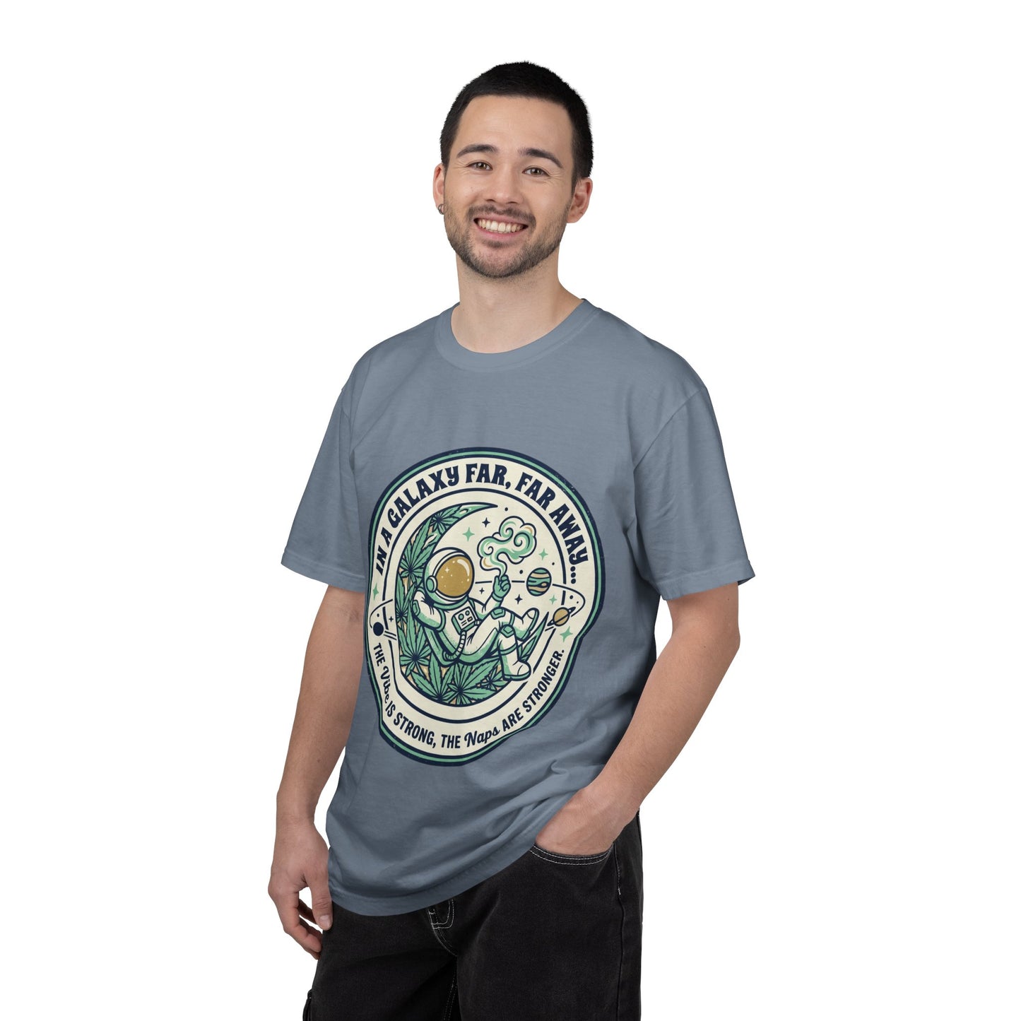 T-Shirt — "In a Galaxy Far, Far Away" Retro Space Nap Graphic Tee