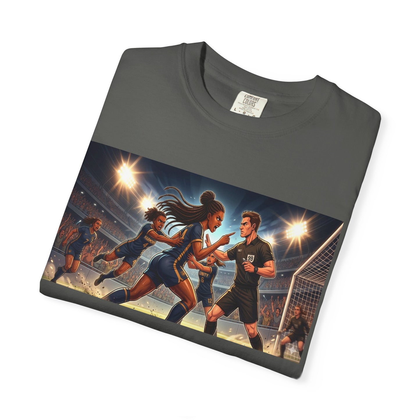 Soccer Night Match T-Shirt — Dynamic Players Under Stadium Lights