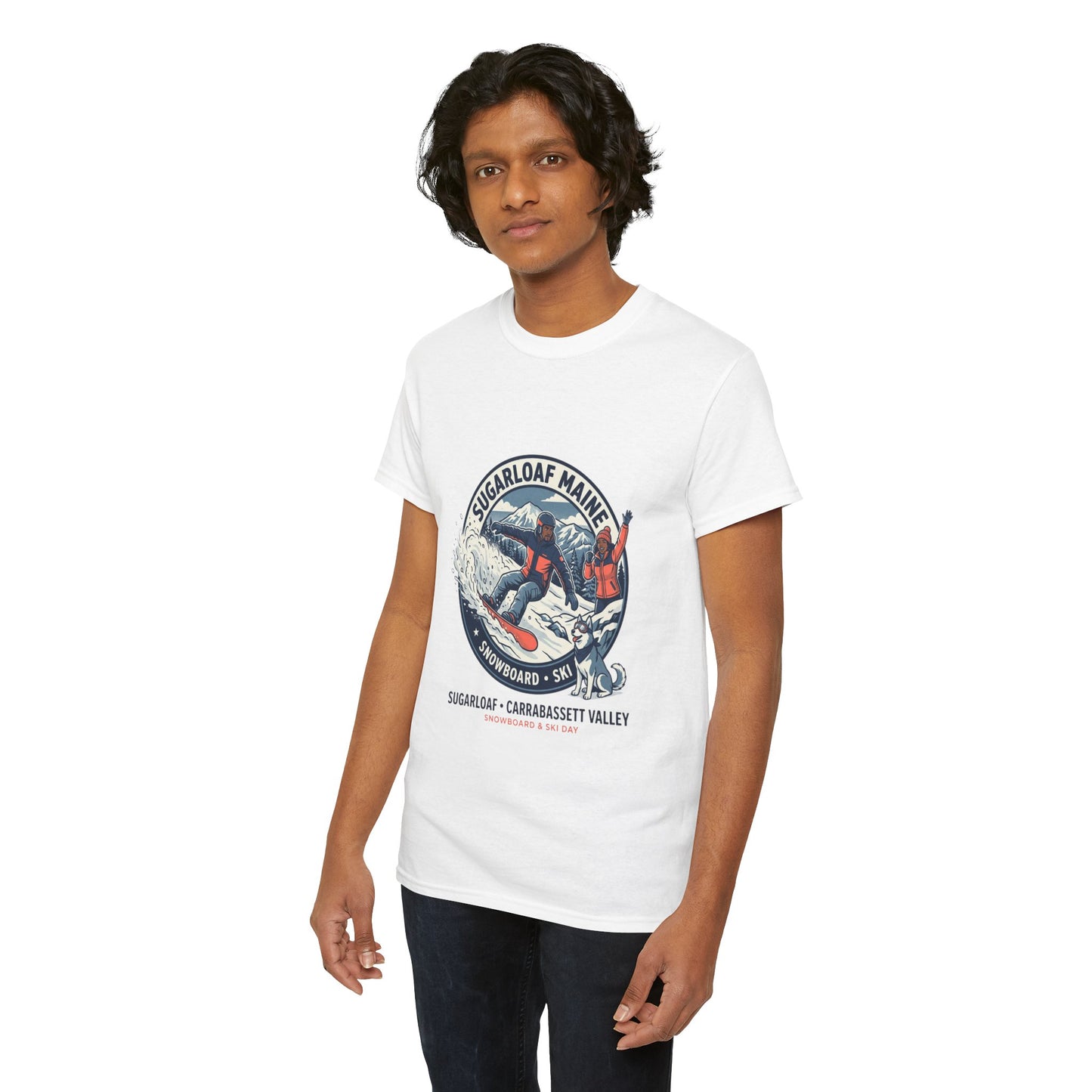 Sugarloaf Maine Snowboard & Ski T‑Shirt — Sugarloaf‑Carrabassett Valley Retro Graphic Tee