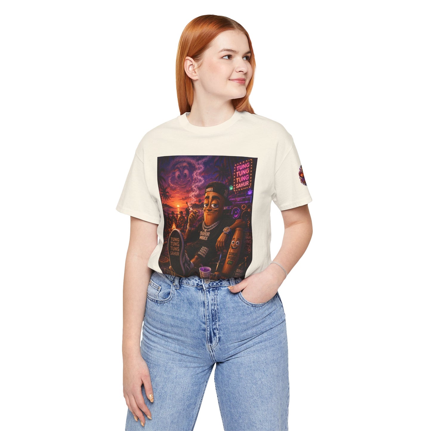 Tung Tung Tung Sahur Laid-Back Nightlife Graphic Tee — "Things Take Time" Urban Cartoon Design