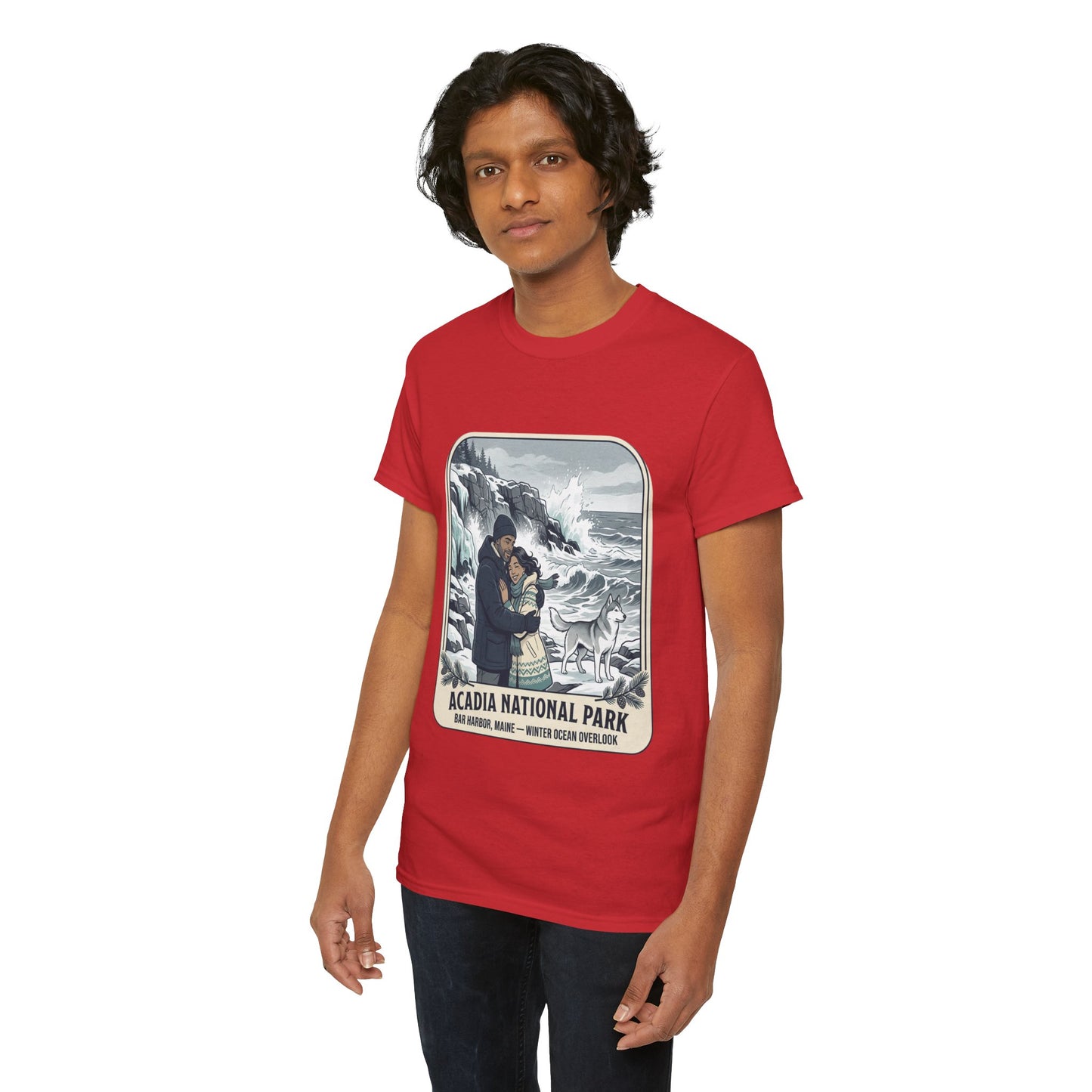 Acadia National Park Tee — Coastal Winter Couple Graphic