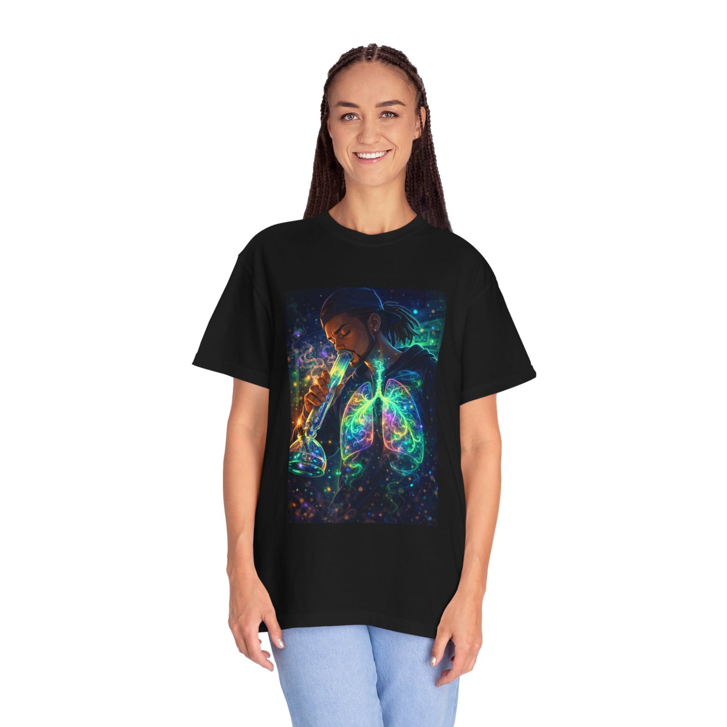 Cosmic Lungs T-Shirt — Neon Anatomical Art Tee