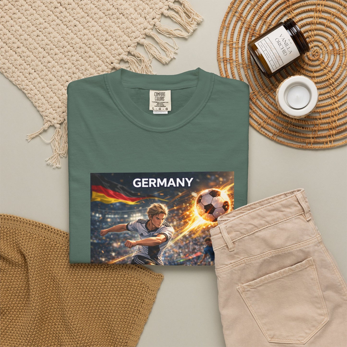 Germany Soccer Player Graphic T-Shirt — Retro Football Stadium Print