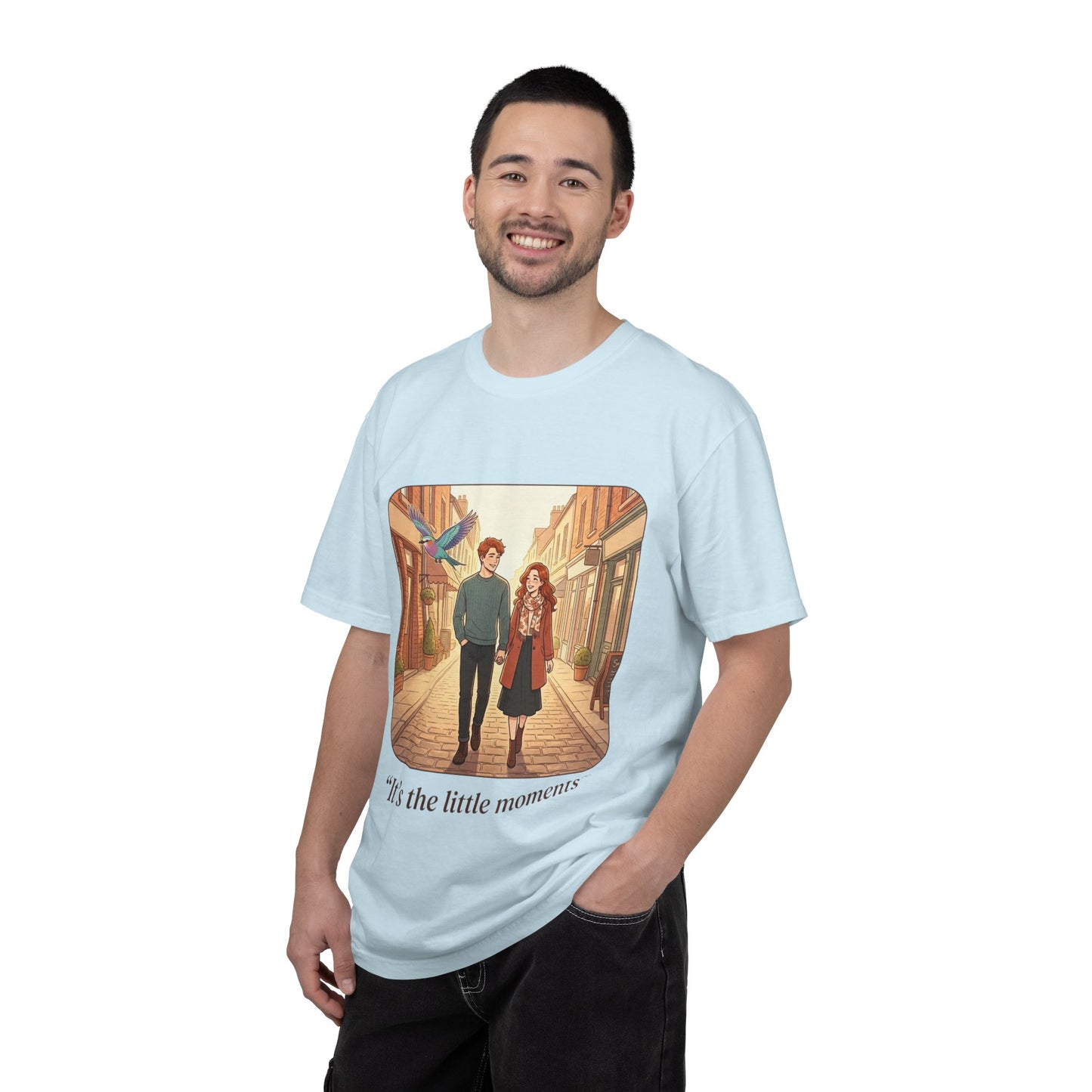 Romantic Stroll T-Shirt — “It’s the little moments” Couple Illustration Tee