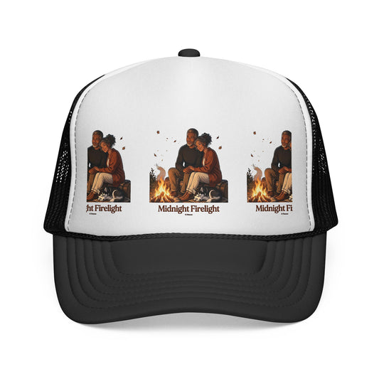 Trucker Cap — 'Midnight Firelight' Campfire Graphic Hat