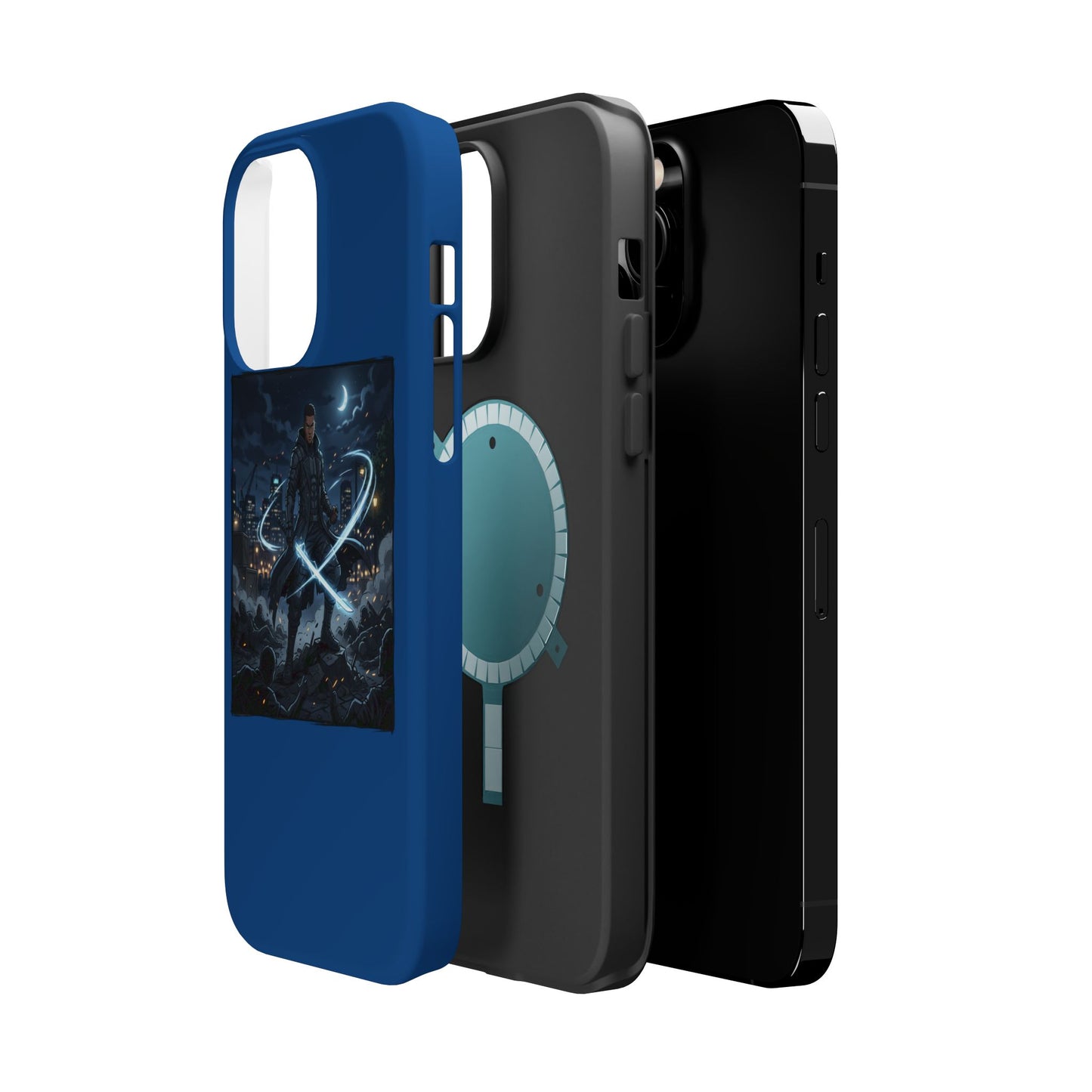 Magnetic Impact-Resistant Phone Case — Night Warrior Sci‑Fi Design