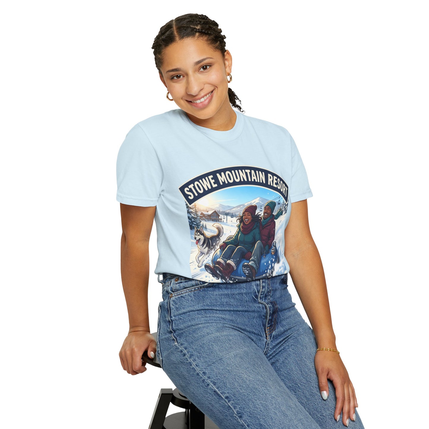 Stowe Mountain Resort Snow Tubing T-Shirt — "Vermont Joy" Winter Apparel