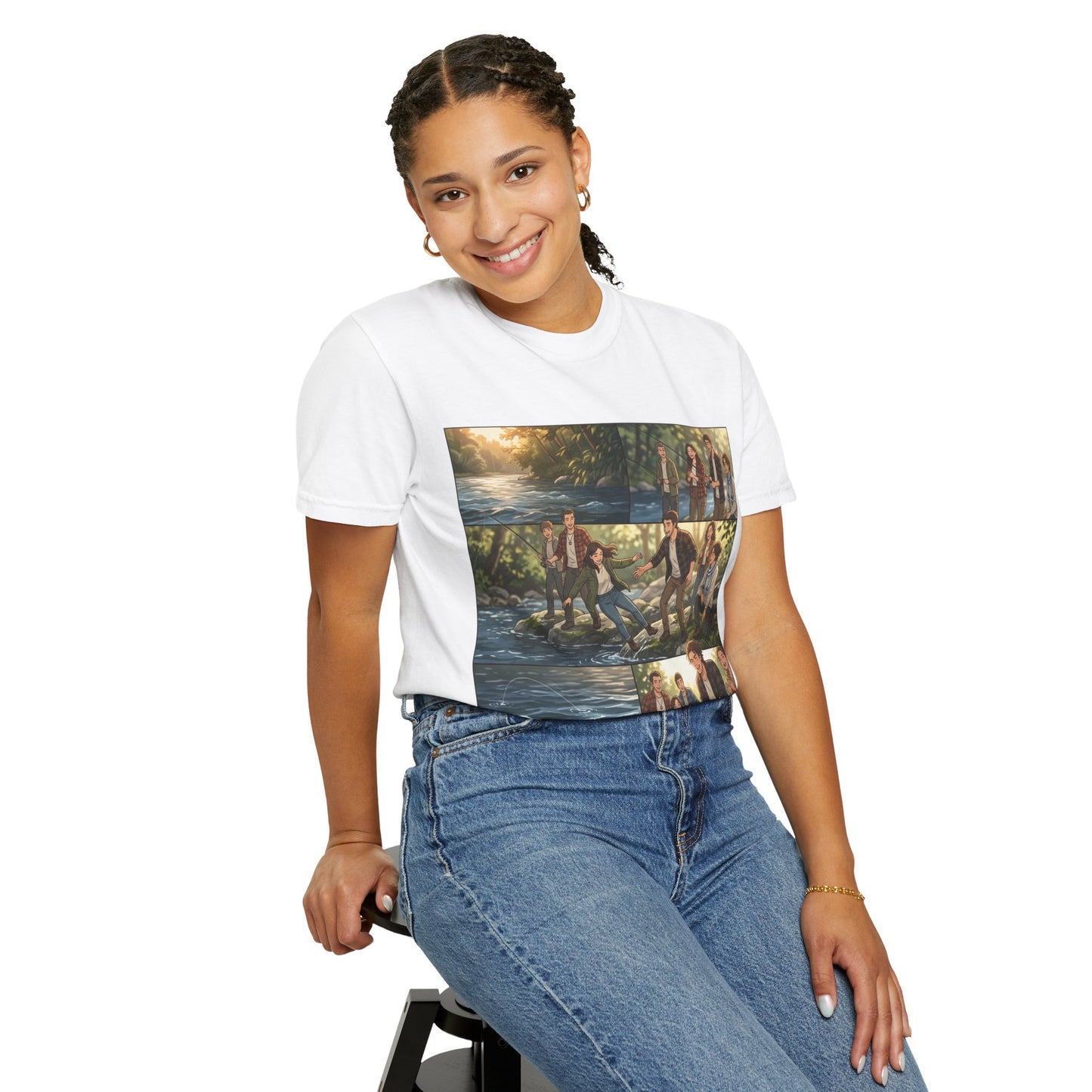 Band Photo Collage T-Shirt – Retro River Scene Crew Tee