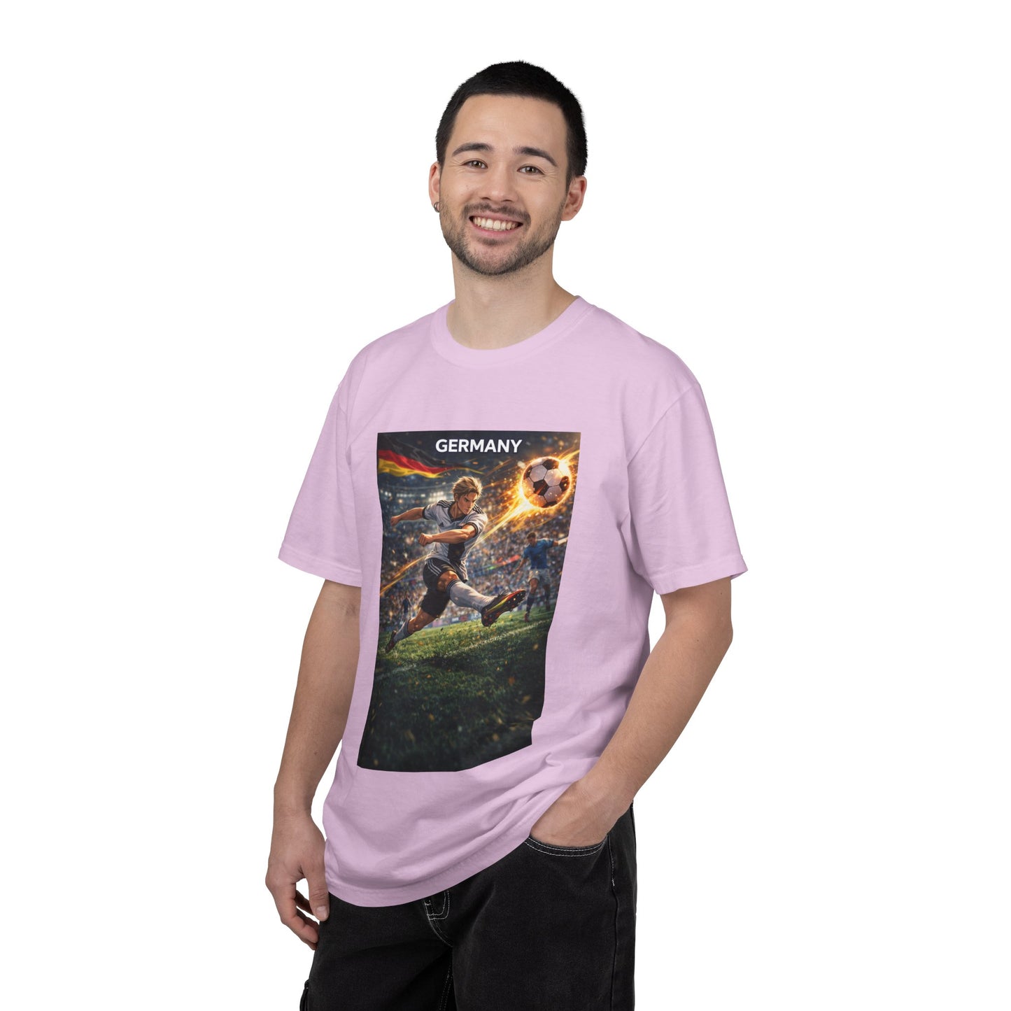 Germany Soccer Player Graphic T-Shirt — Retro Football Stadium Print