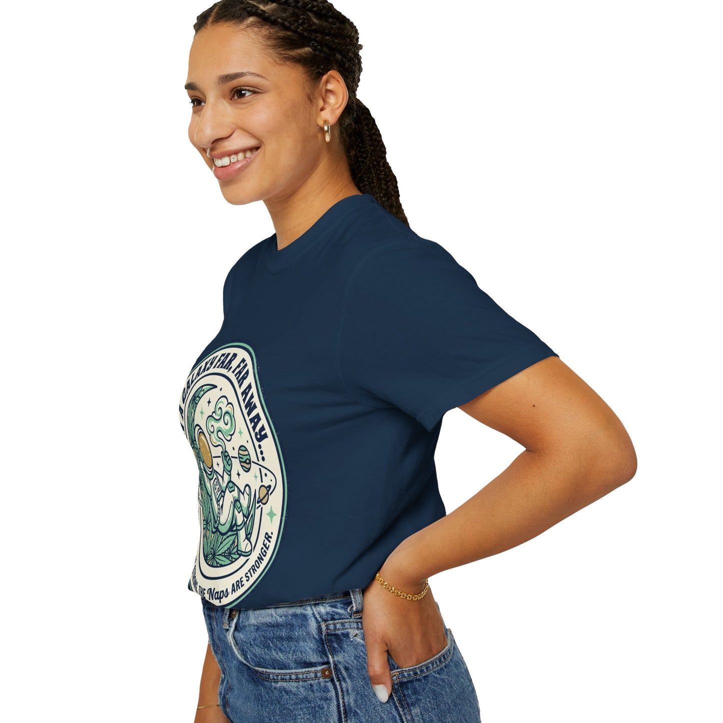 T-Shirt — "In a Galaxy Far, Far Away" Retro Space Nap Graphic Tee