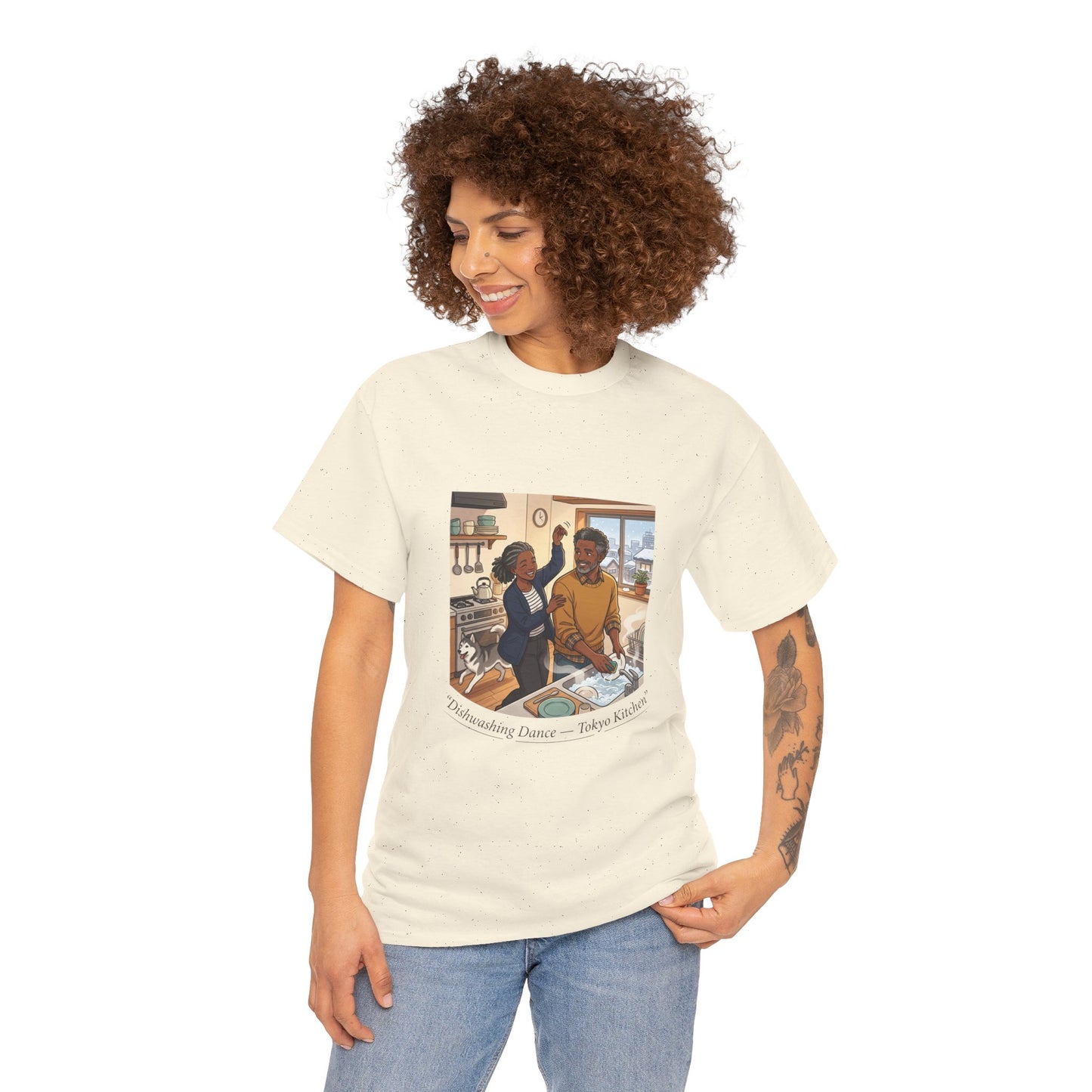 Dishwashing Dance Tee — Couple Kitchen Graphic T-Shirt