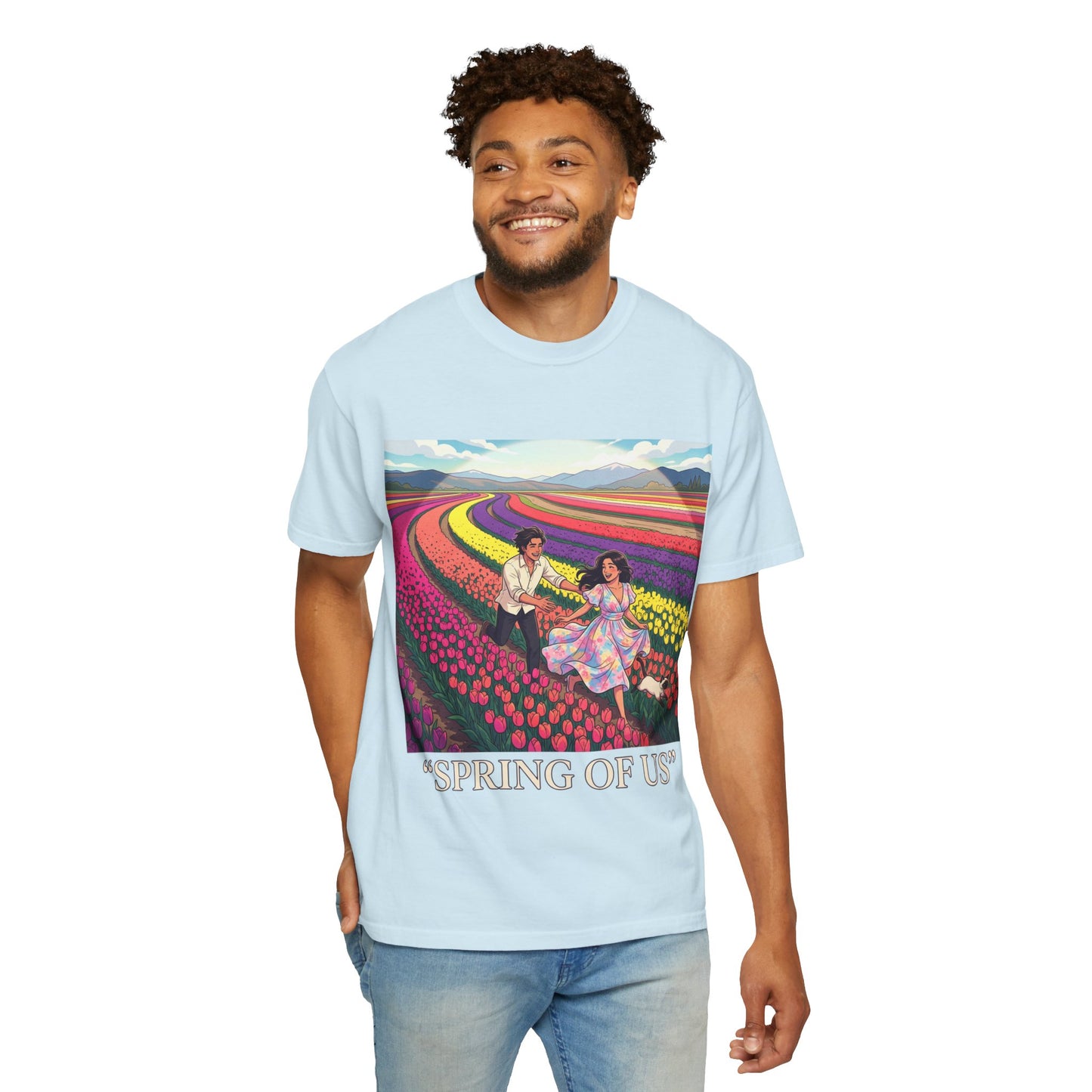 Spring of Us T-Shirt — Floral Field Vintage Couple Graphic Tee