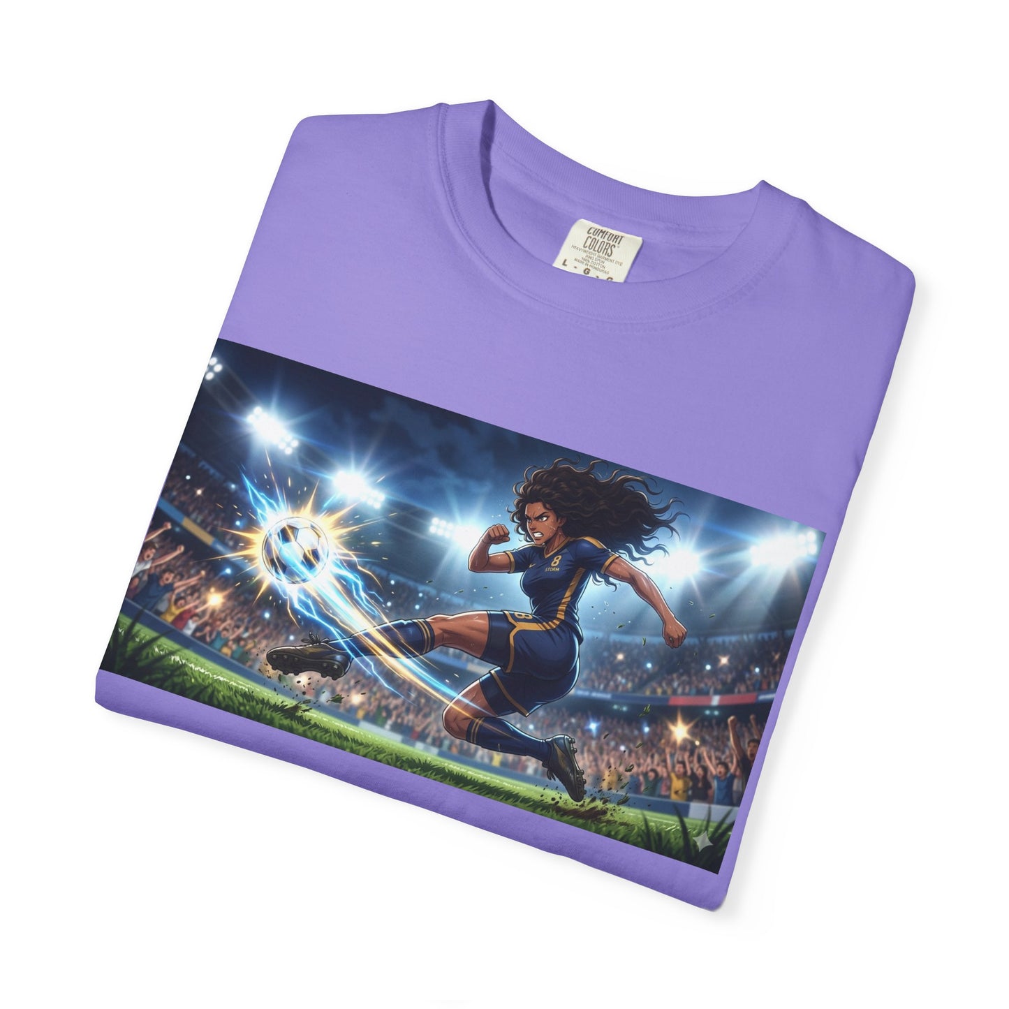 Soccer Kick Graphic T-Shirt — Energetic Stadium Football Design