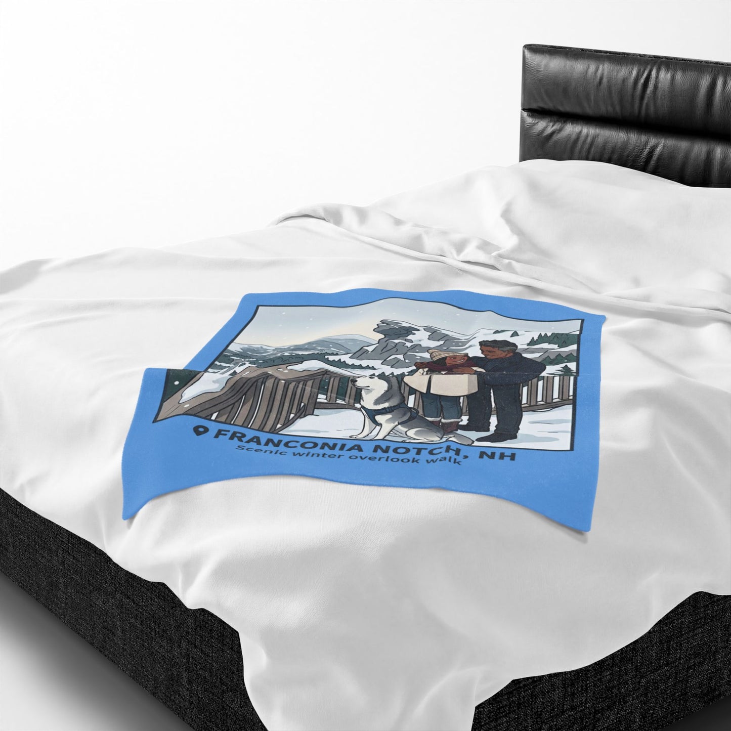 Franconia Notch NH Scenic Winter Plush Blanket — Couples & Husky Snowview Throw