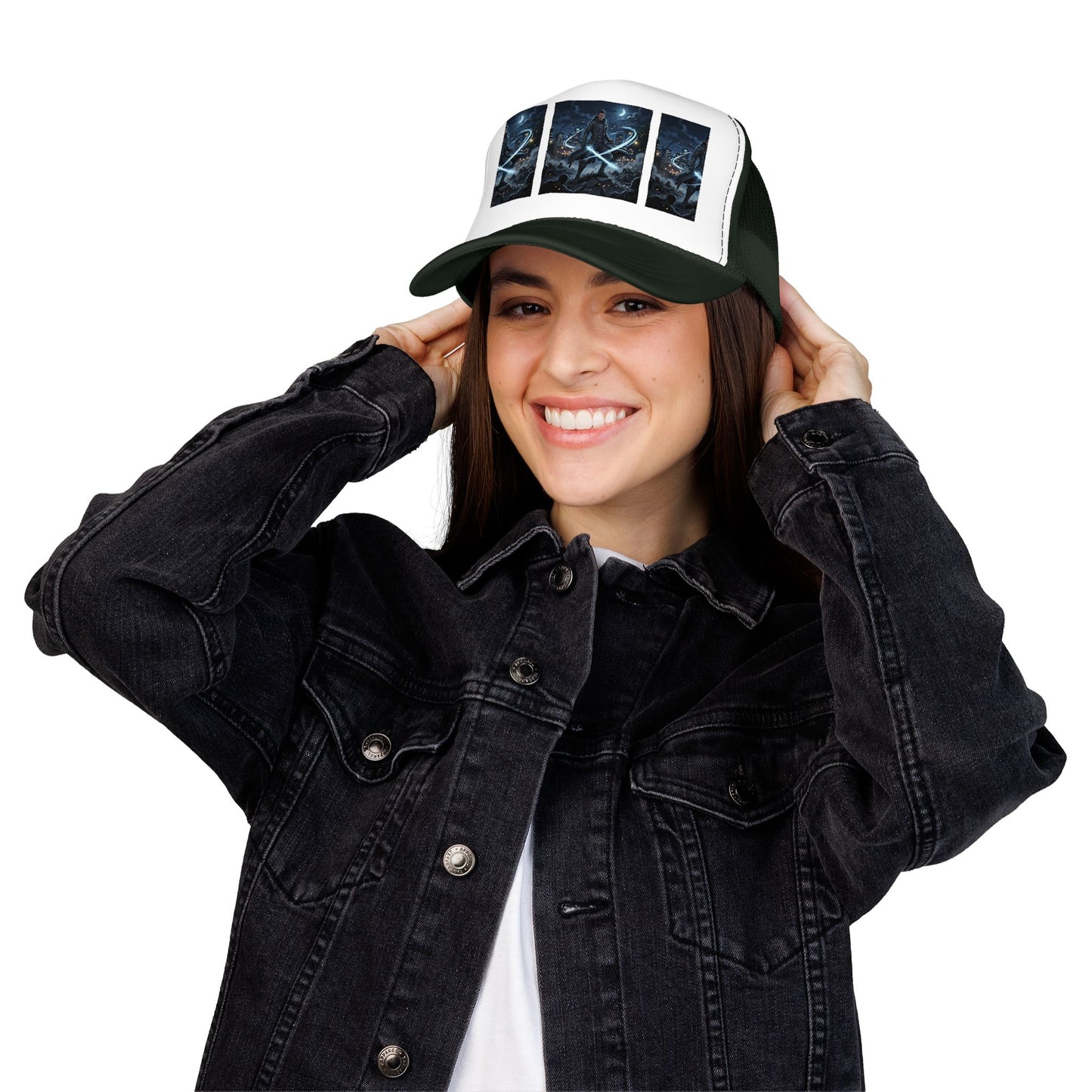 Trucker Hat — Neon Samurai Triptych Foam Trucker Cap