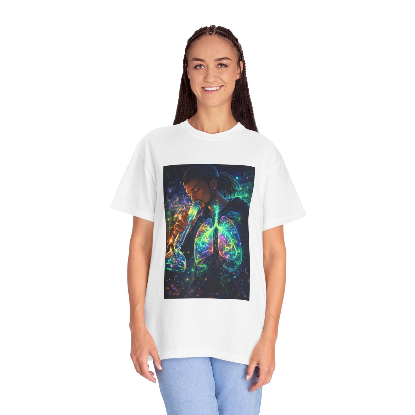 Cosmic Lungs T-Shirt — Neon Anatomical Art Tee