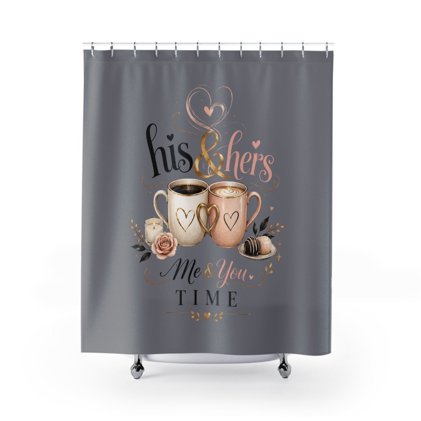 Brewed for Two. 2 Cups, One Love – His & Hers Coffee Shower Curtain for Couples