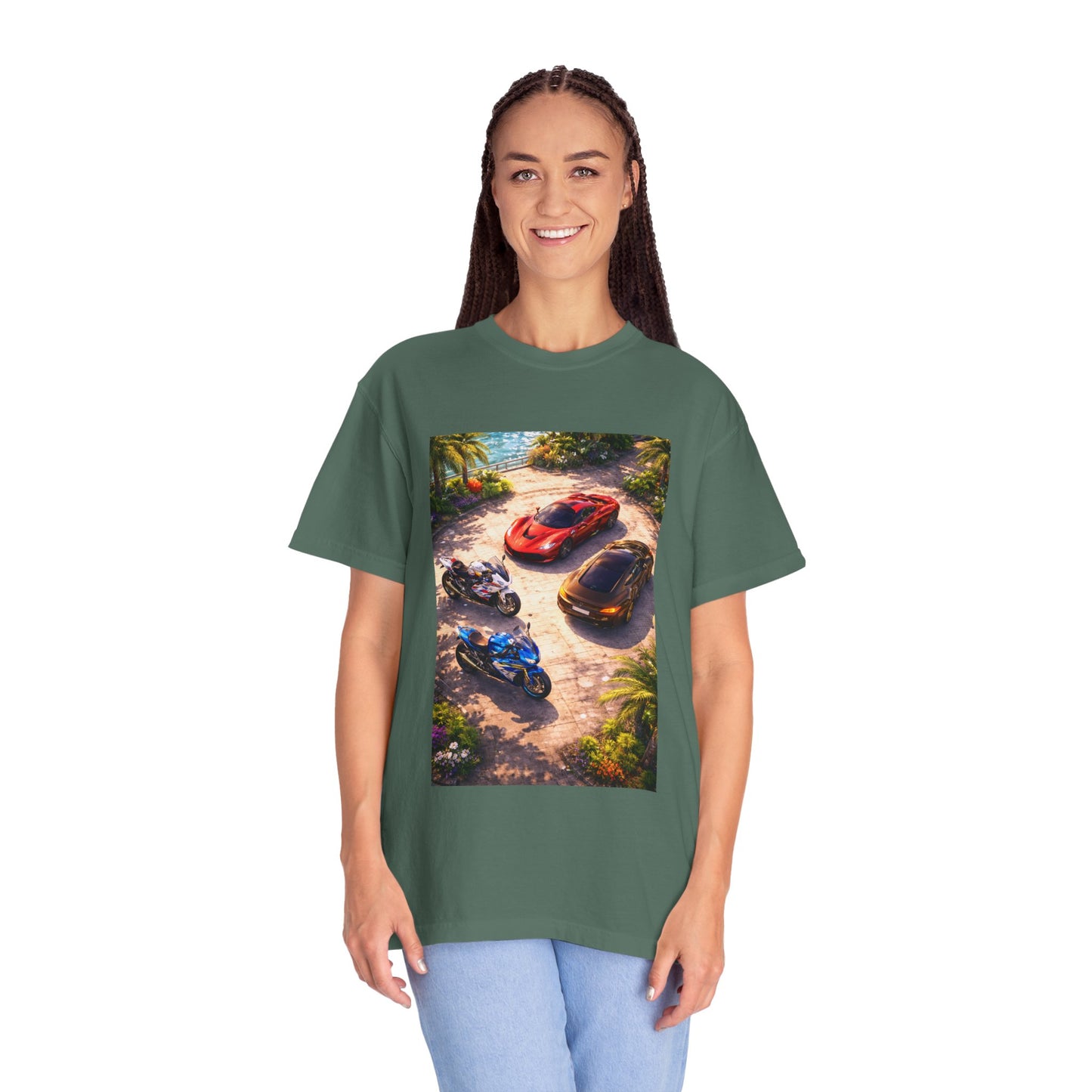 MULTI-VEHICLE - T-Shirt — Tropical Sports Cars & Motorbikes Print