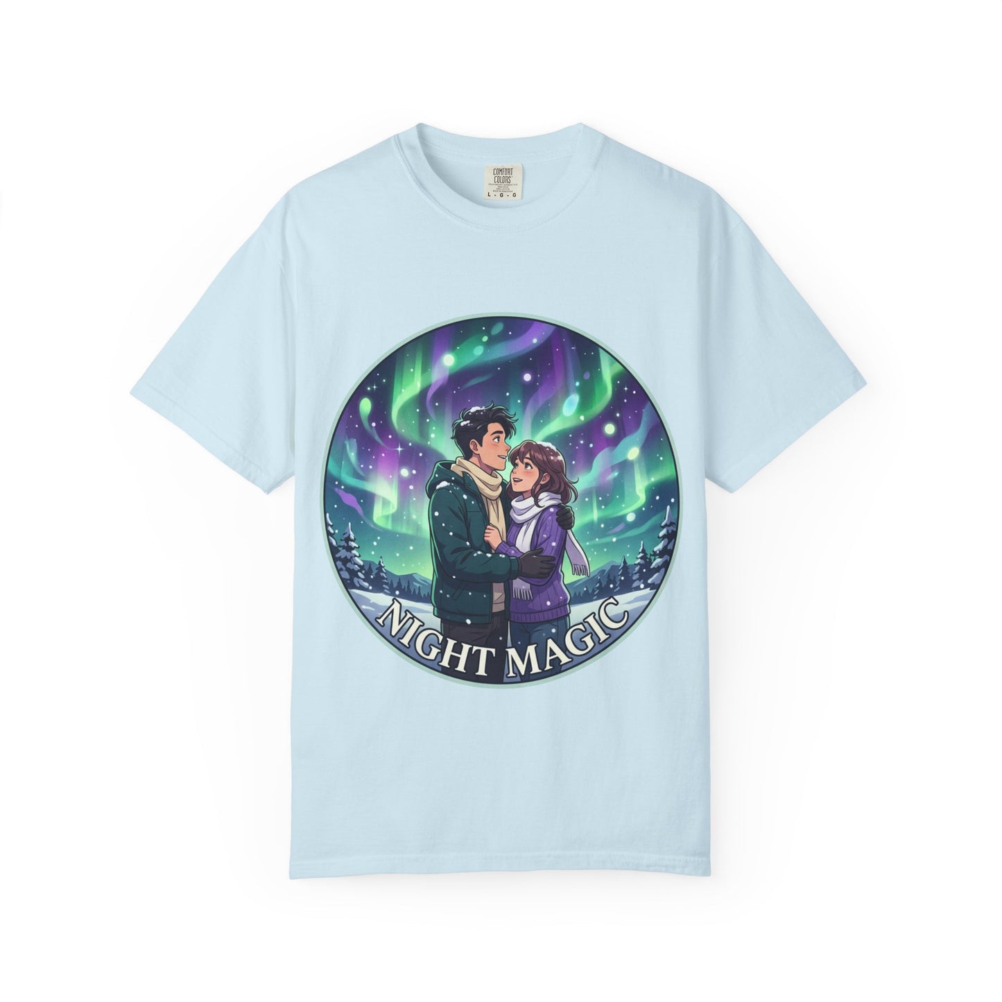 Night Magic T-Shirt — Northern Lights Couple Illustration