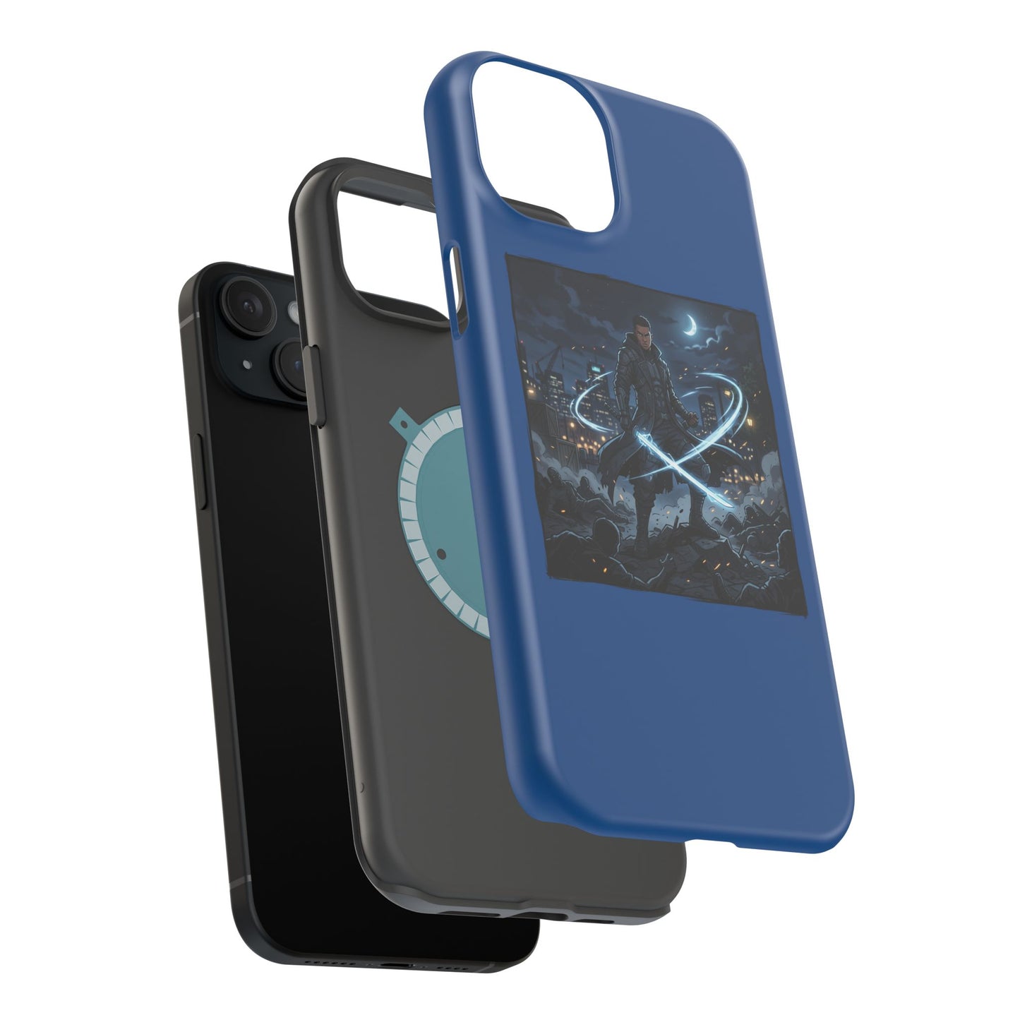 Magnetic Impact-Resistant Phone Case — Night Warrior Sci‑Fi Design
