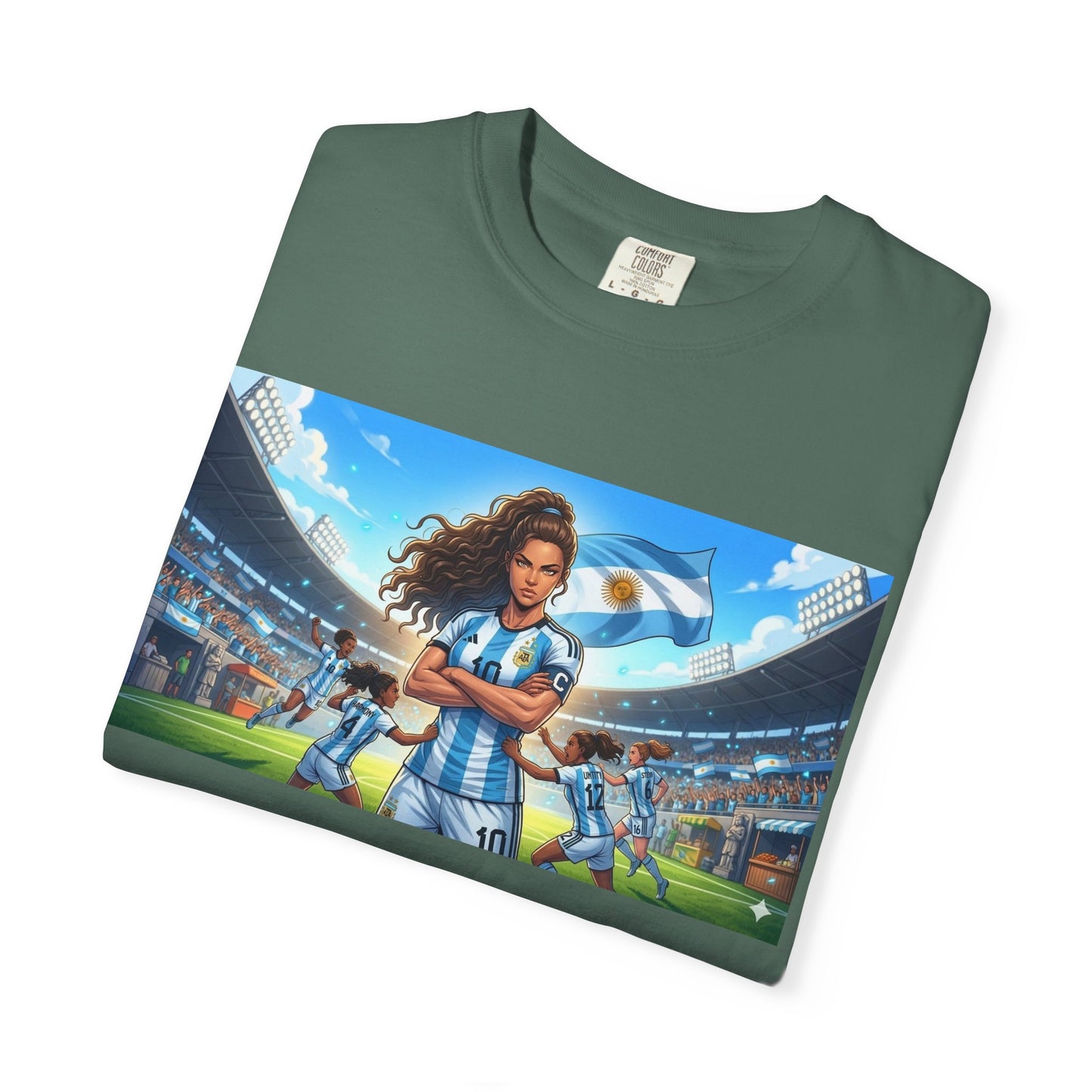 Argentina Soccer Heroine Stadium T-Shirt – Female Soccer Player Graphic Tee