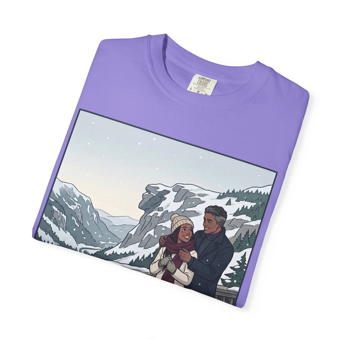 Franconia Notch NH Winter View T-Shirt — Scenic Couple & Husky Travel Tee