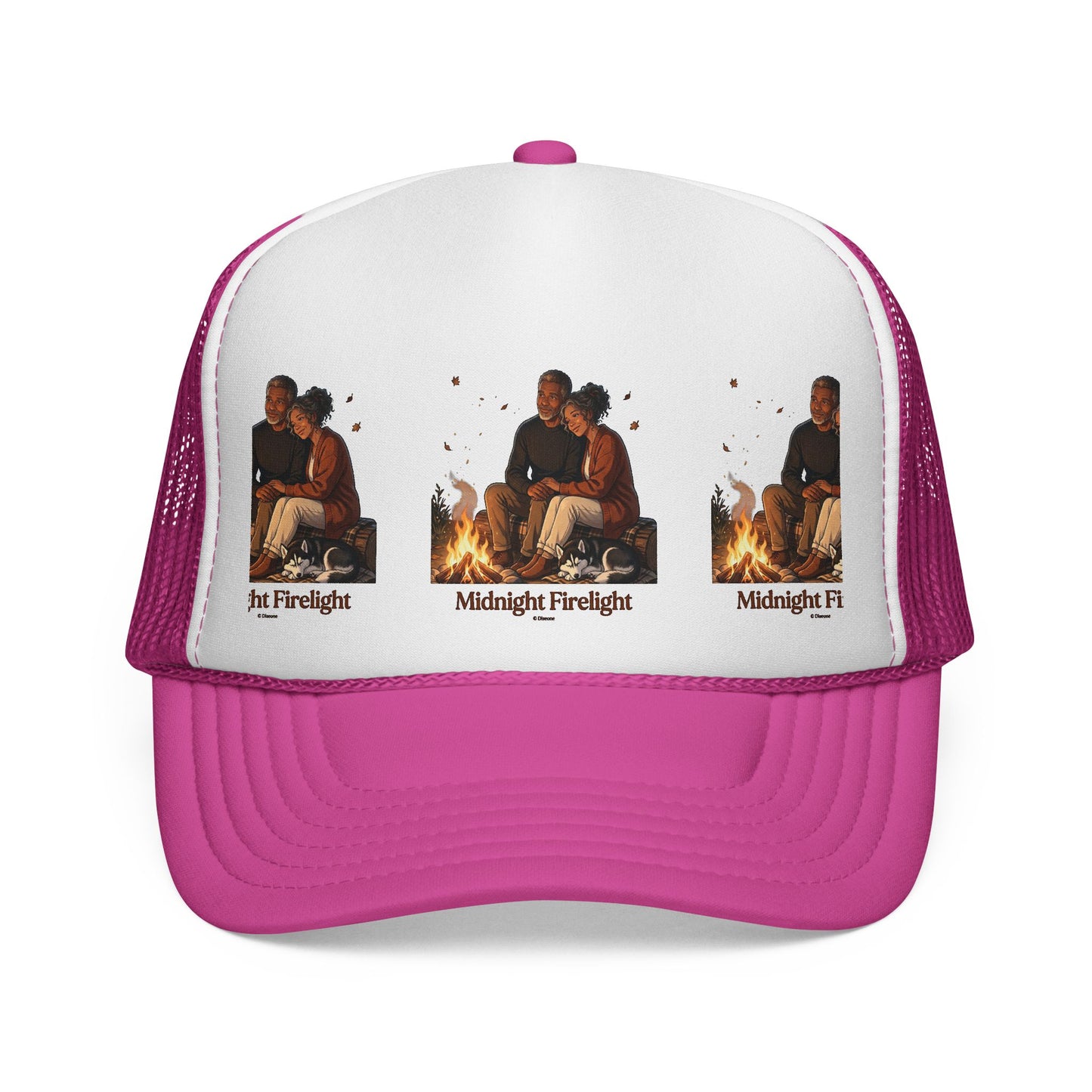Trucker Cap — 'Midnight Firelight' Campfire Graphic Hat