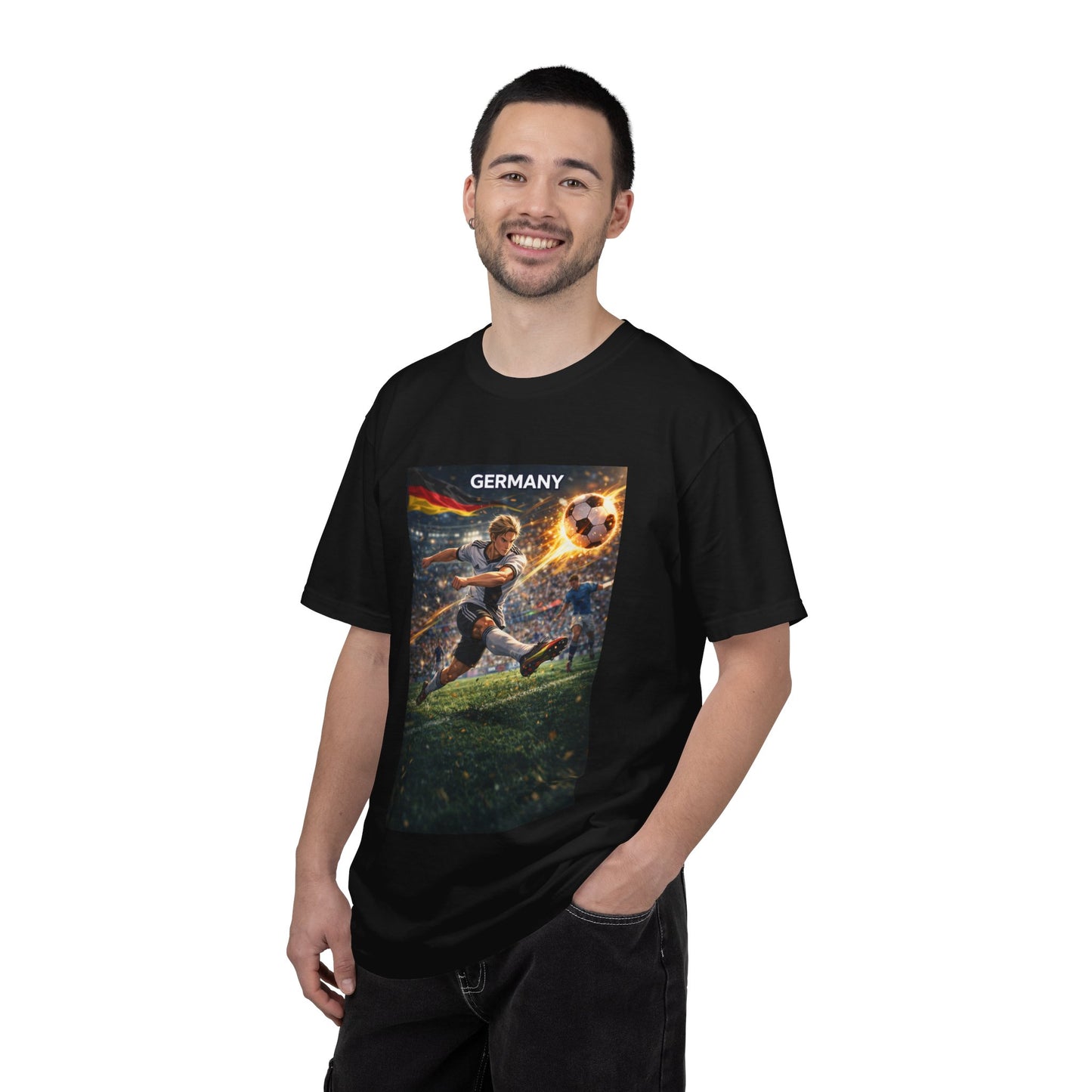Germany Soccer Player Graphic T-Shirt — Retro Football Stadium Print