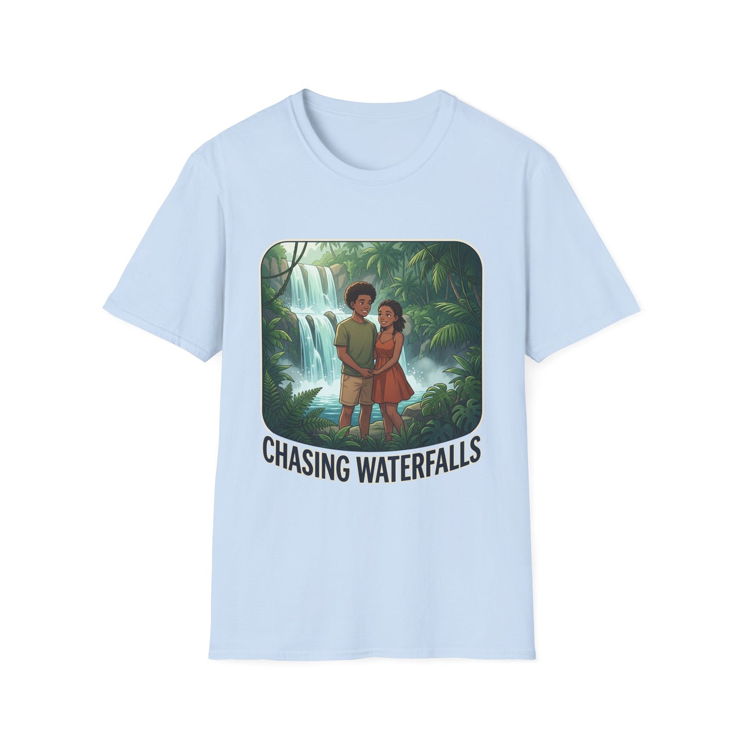 Chasing Waterfalls T-Shirt — Couple Adventure Graphic Tee