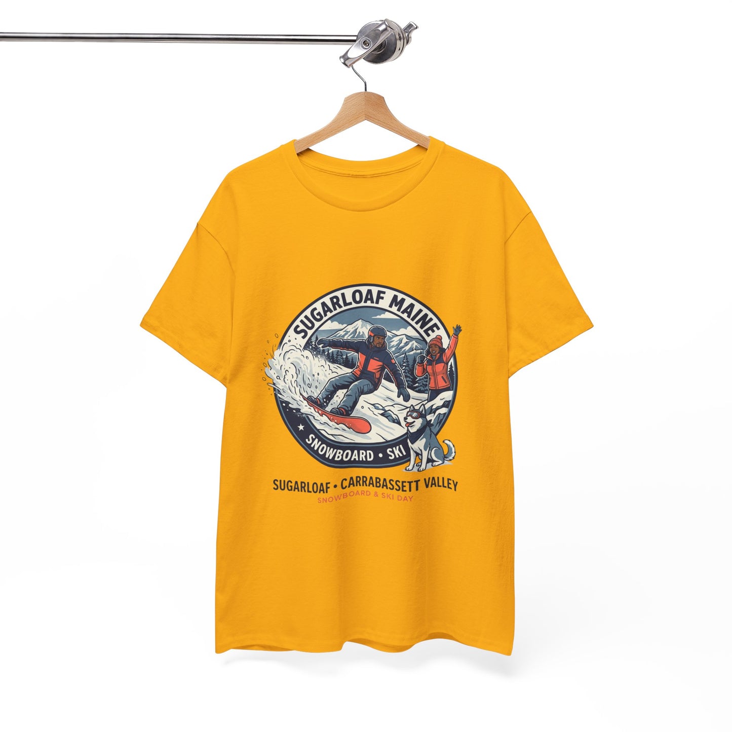 Sugarloaf Maine Snowboard & Ski T‑Shirt — Sugarloaf‑Carrabassett Valley Retro Graphic Tee