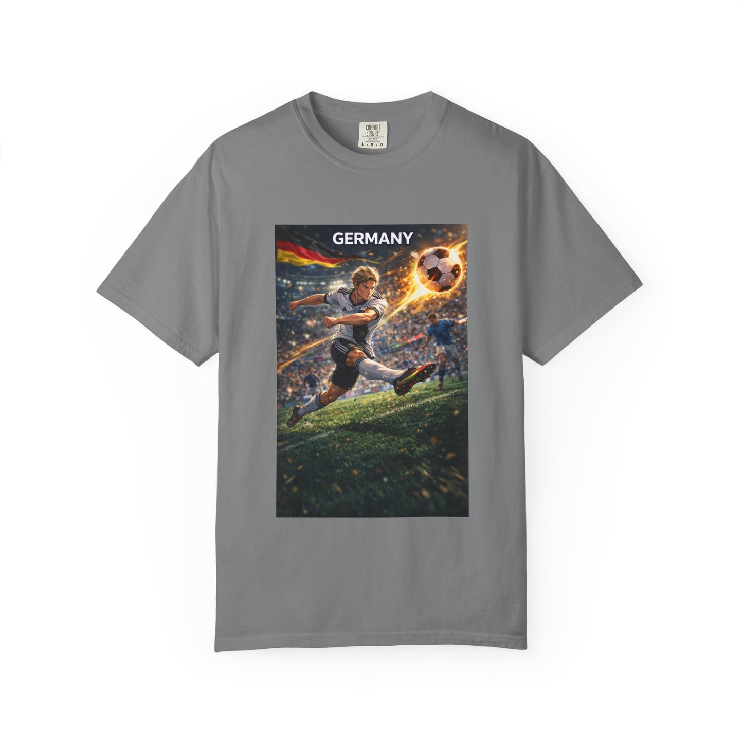 Germany Soccer Player Graphic T-Shirt — Retro Football Stadium Print
