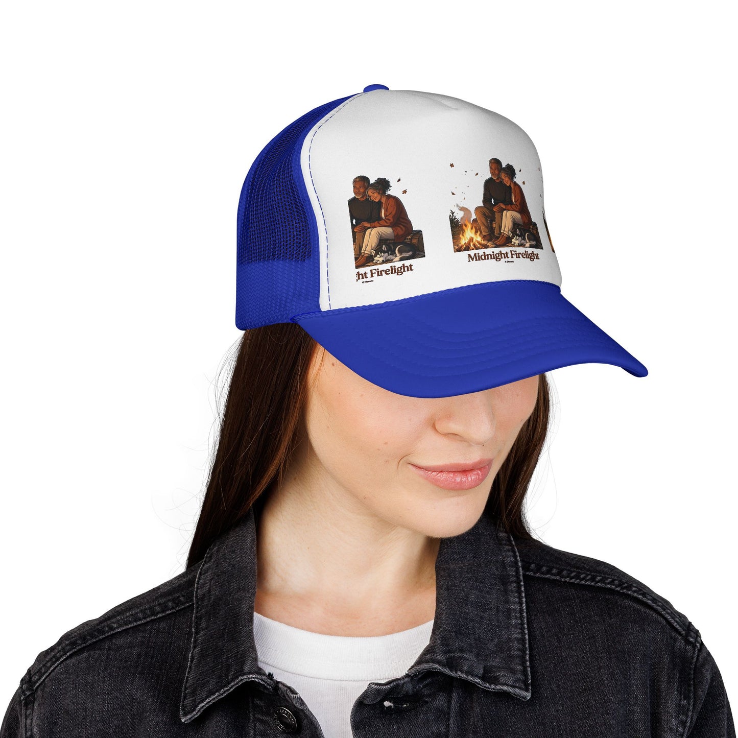 Trucker Cap — 'Midnight Firelight' Campfire Graphic Hat