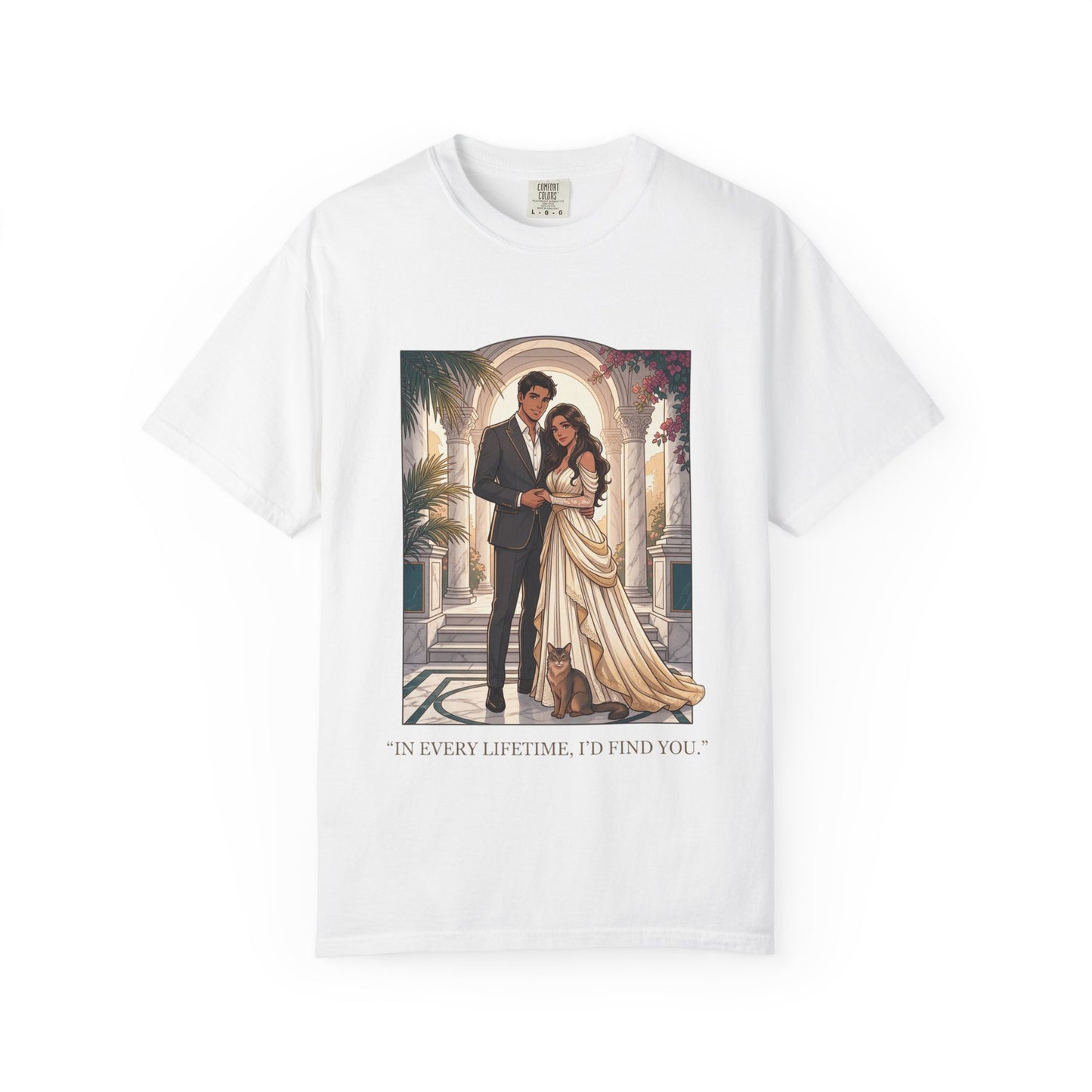 Romantic Vintage Wedding Portrait T-Shirt — "In Every Lifetime, I'd Find You"
