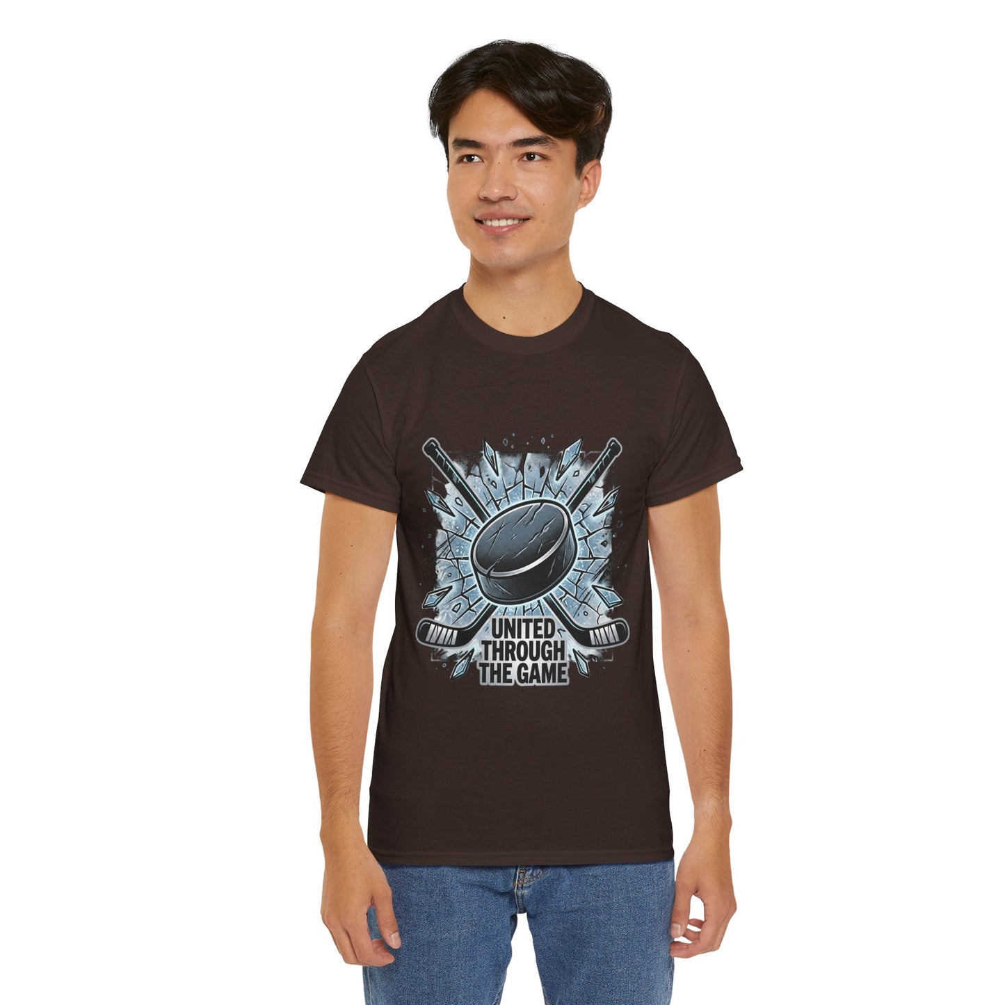 Hockey T-Shirt — "United Through the Game" Graphic Tee