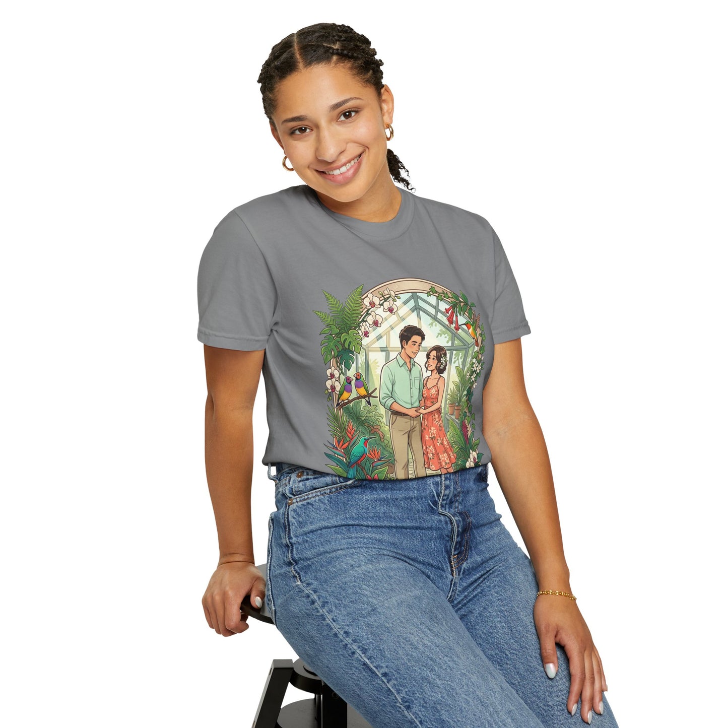 Romantic Greenhouse Couples T-Shirt — “Love Grows Where We Nurture It”