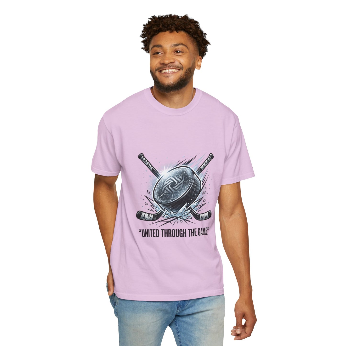 Hockey Graphic Tee — "United Through the Game" Team Spirit T-Shirt