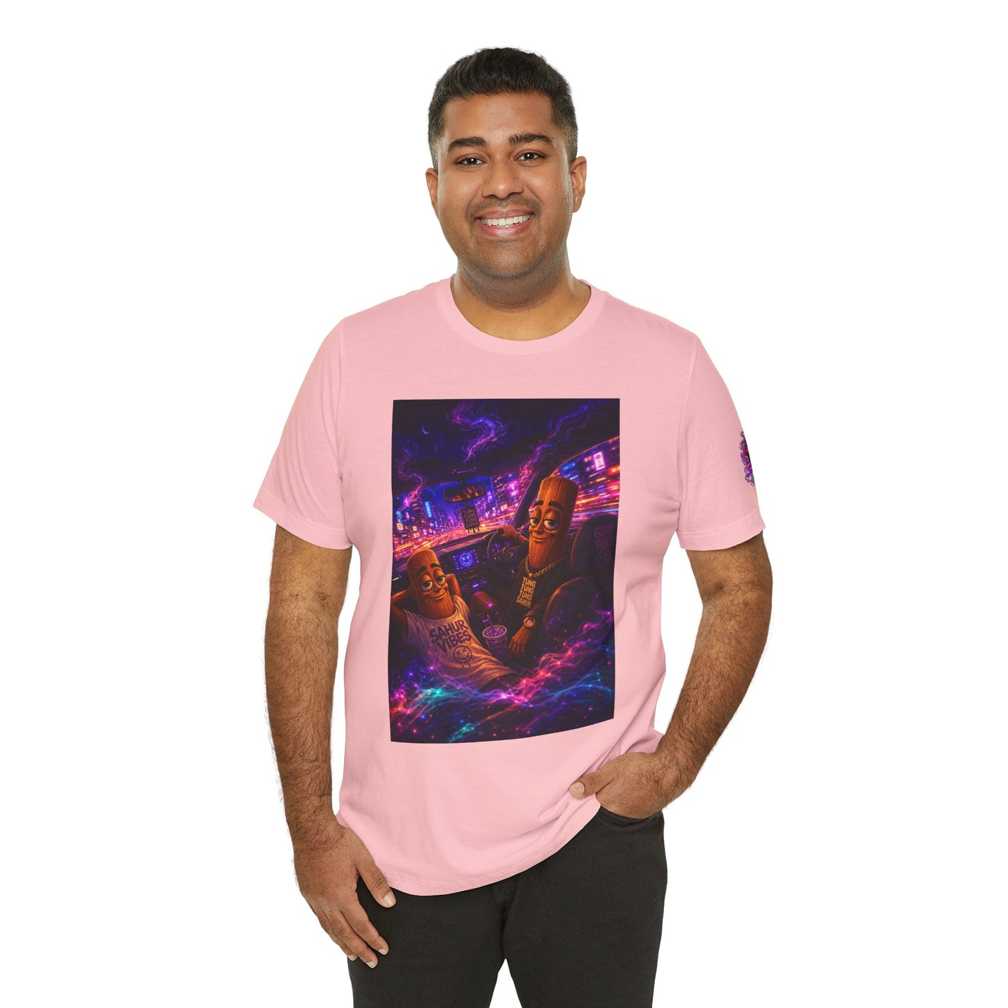 Tung Tung Tung Sahur Who Ride Like Us T-Shirt — Night Cruise Vaporwave Graphic Tee