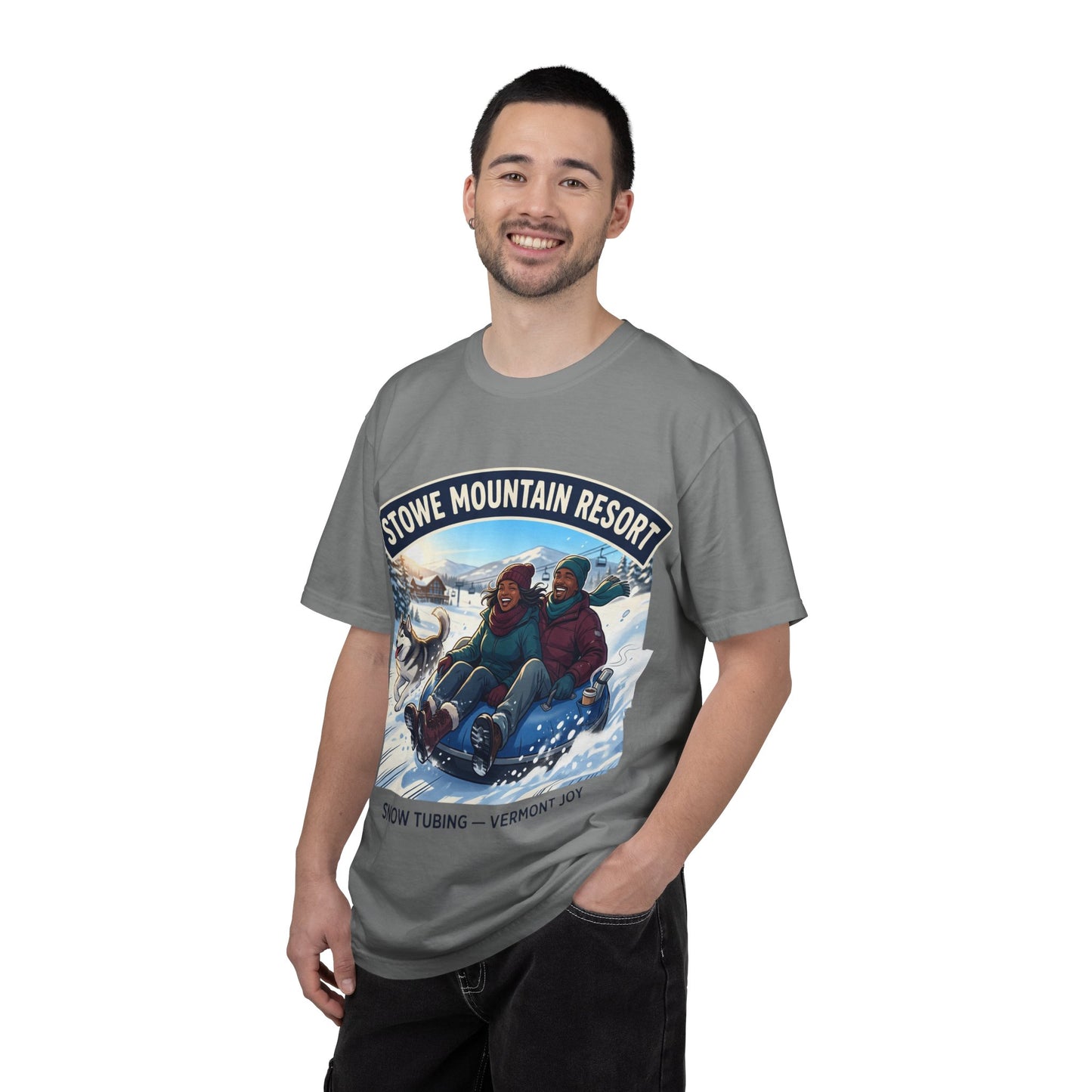 Stowe Mountain Resort Snow Tubing T-Shirt — "Vermont Joy" Winter Apparel