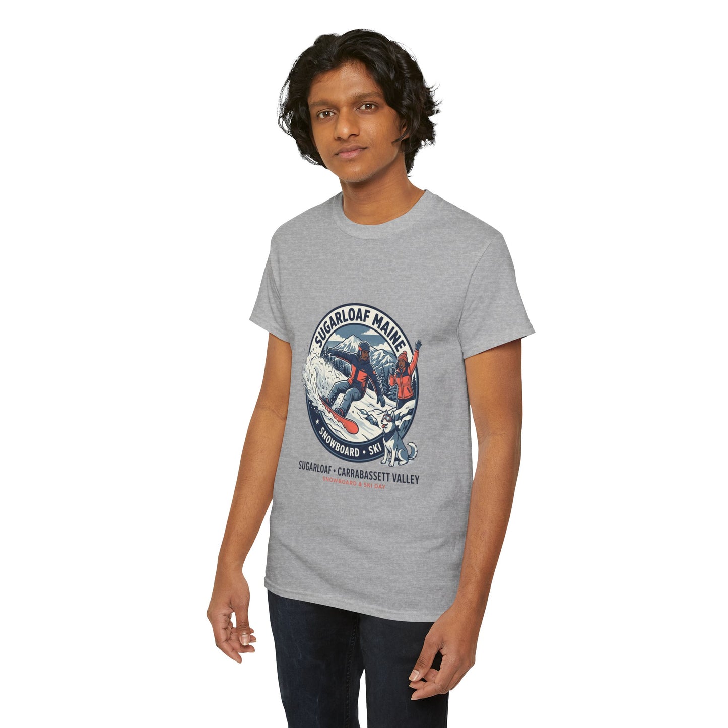 Sugarloaf Maine Snowboard & Ski T‑Shirt — Sugarloaf‑Carrabassett Valley Retro Graphic Tee