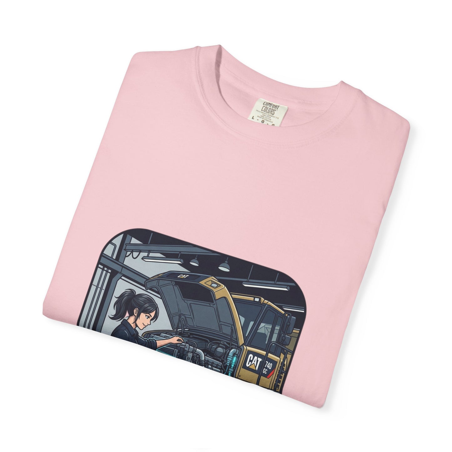 Mechanic Garage Scene T-Shirt — Vintage Truck Repair Illustration