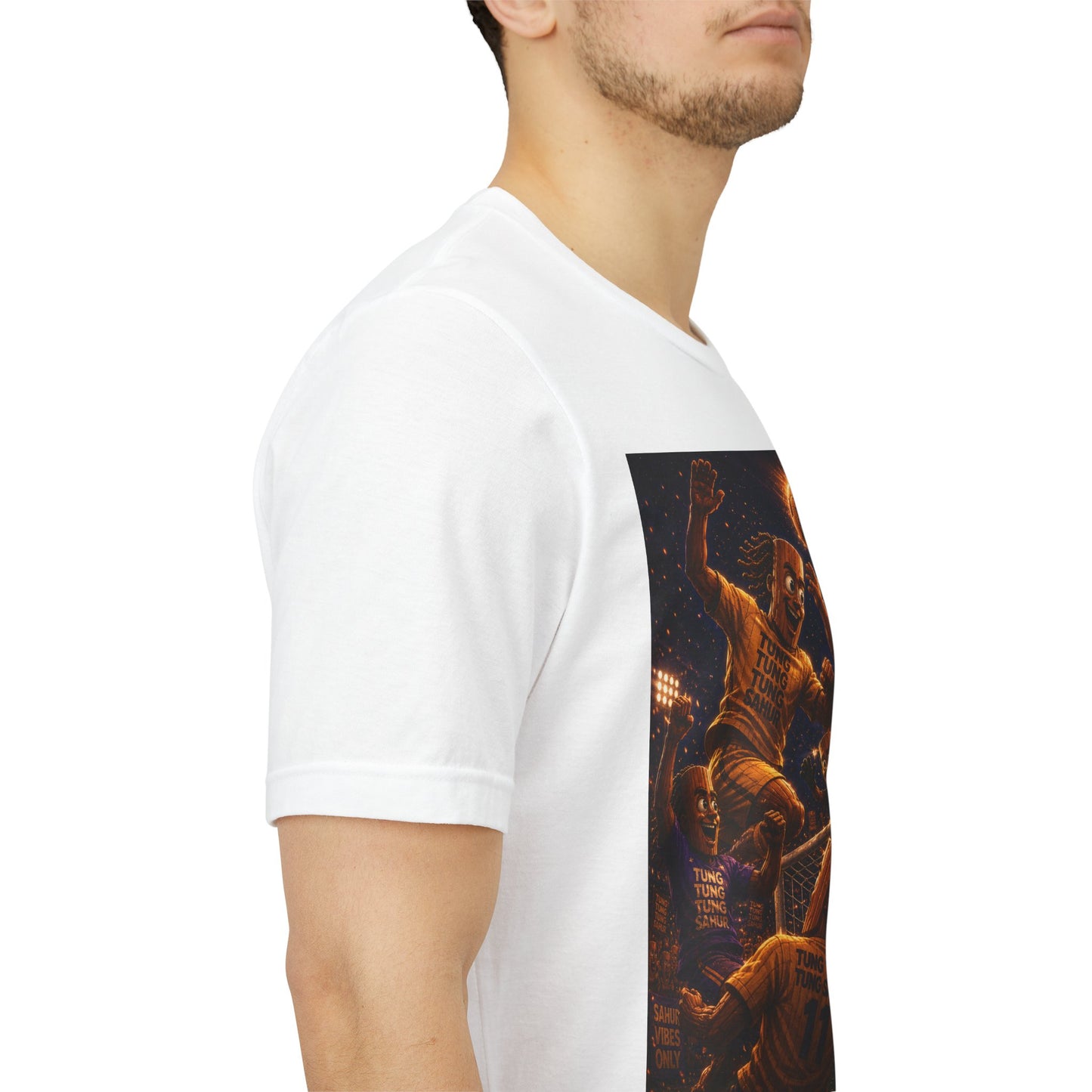 Tung Tung Tung Sahur Header Goal Soccer Action Graphic Tee — Team Court Night Design