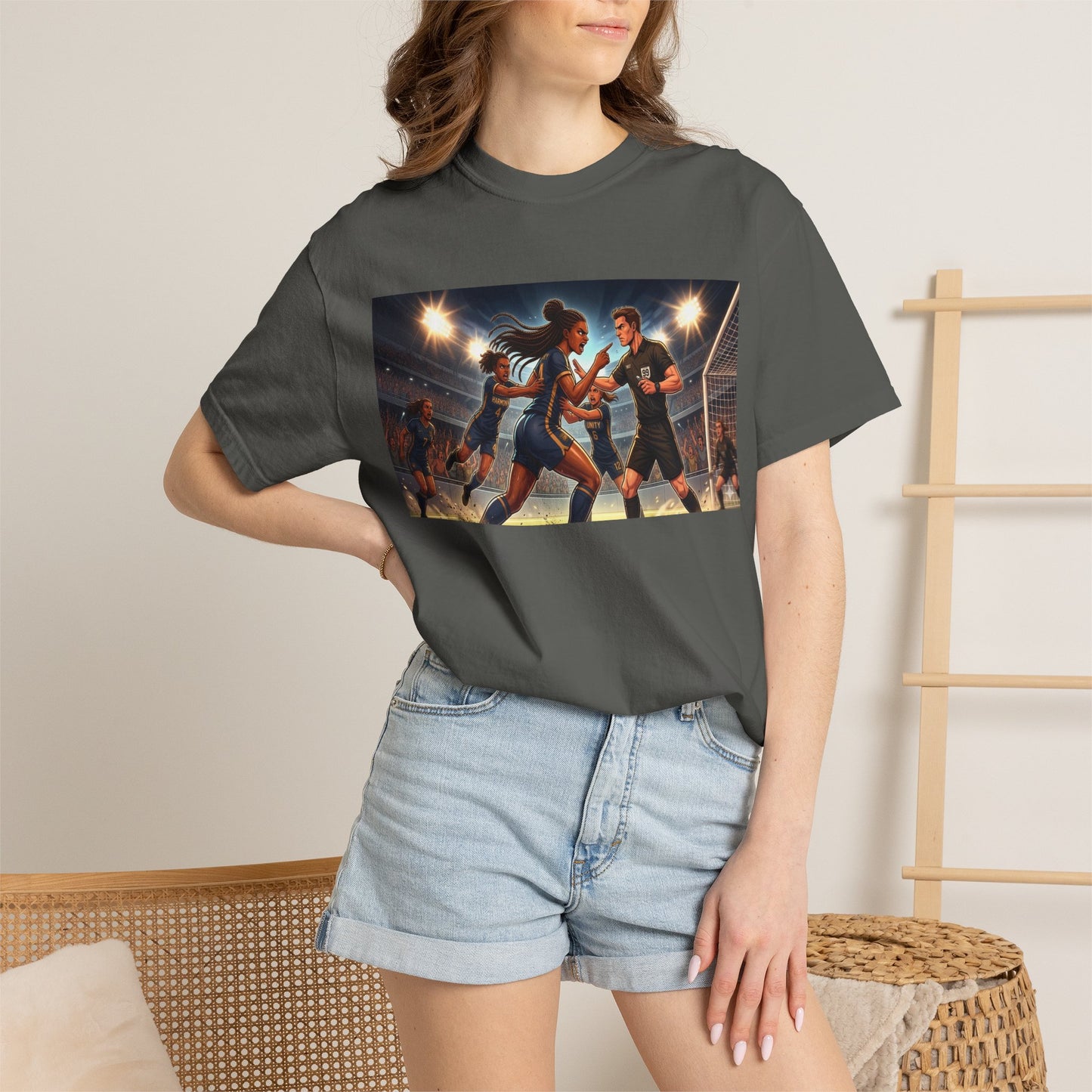 Soccer Night Match T-Shirt — Dynamic Players Under Stadium Lights