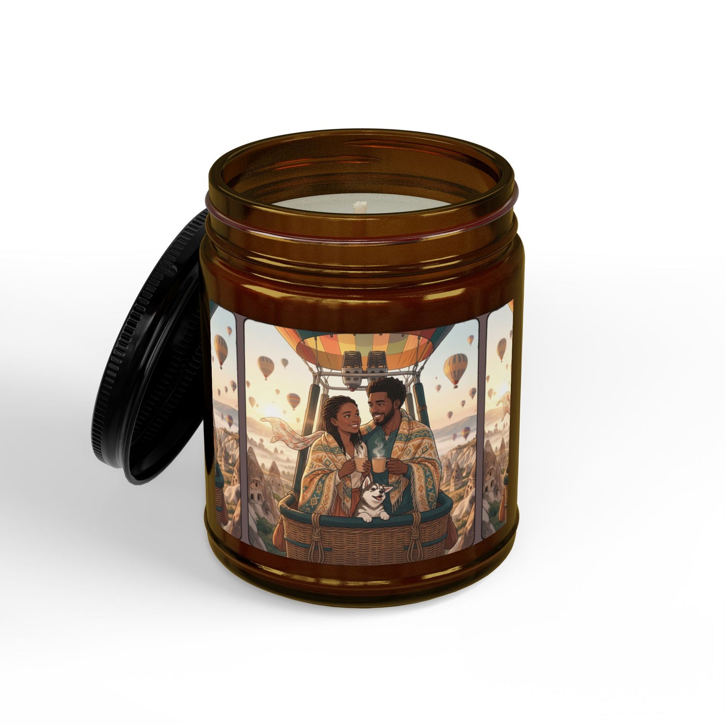 Scented Soy Candle — Hot Air Balloon Couple Design (4oz & 9oz)