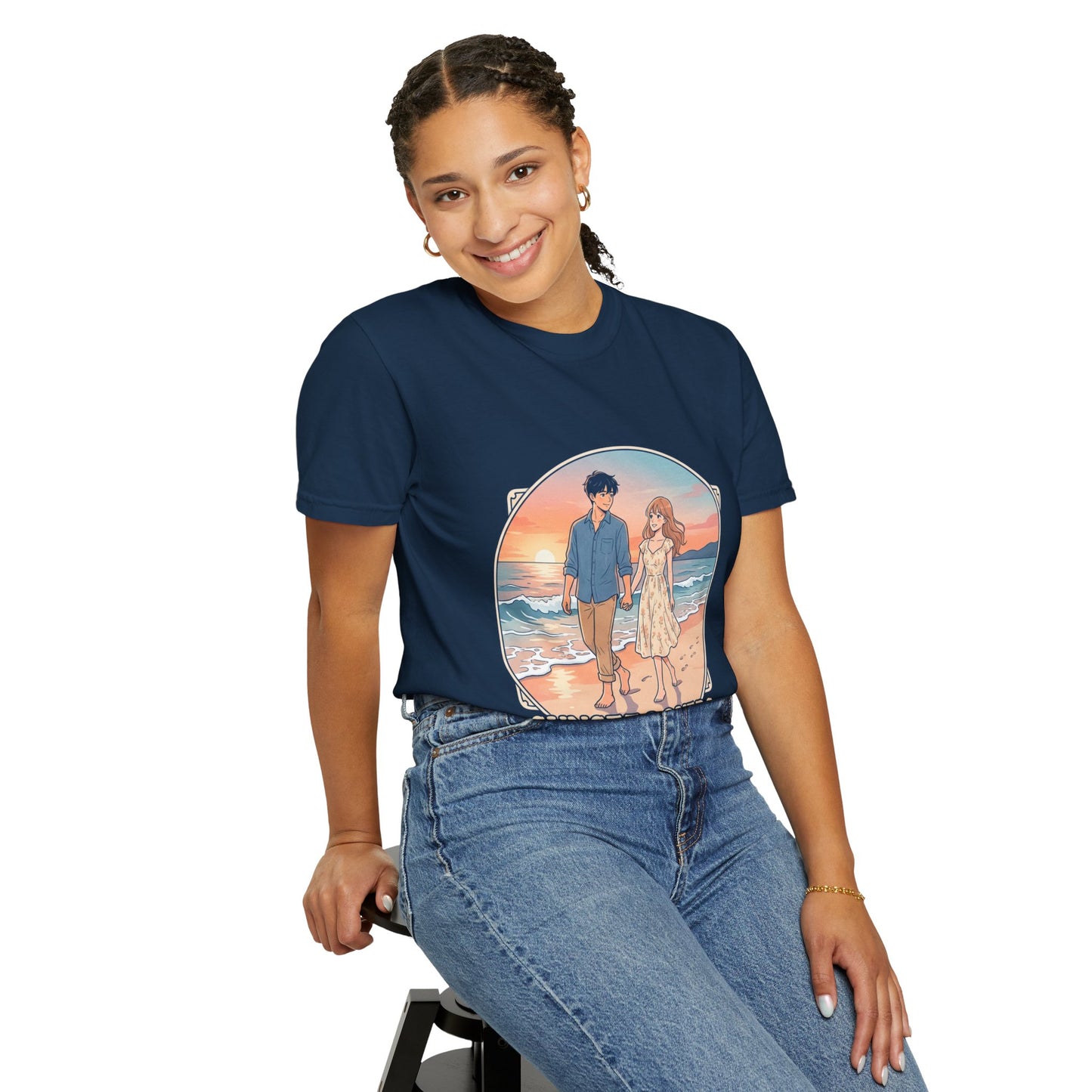Sunset Lovers Beach T-Shirt — Romantic Couple Graphic Tee
