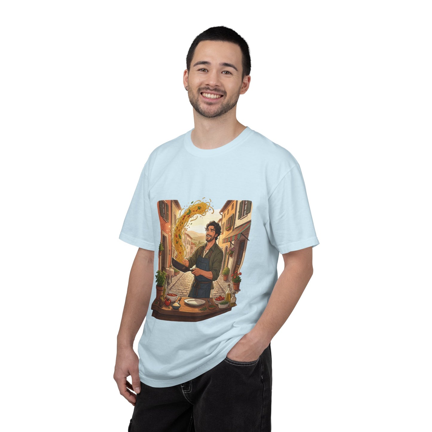Italian Chef Pasta Toss T-Shirt — Vintage Street Kitchen Cooking Graphic Tee