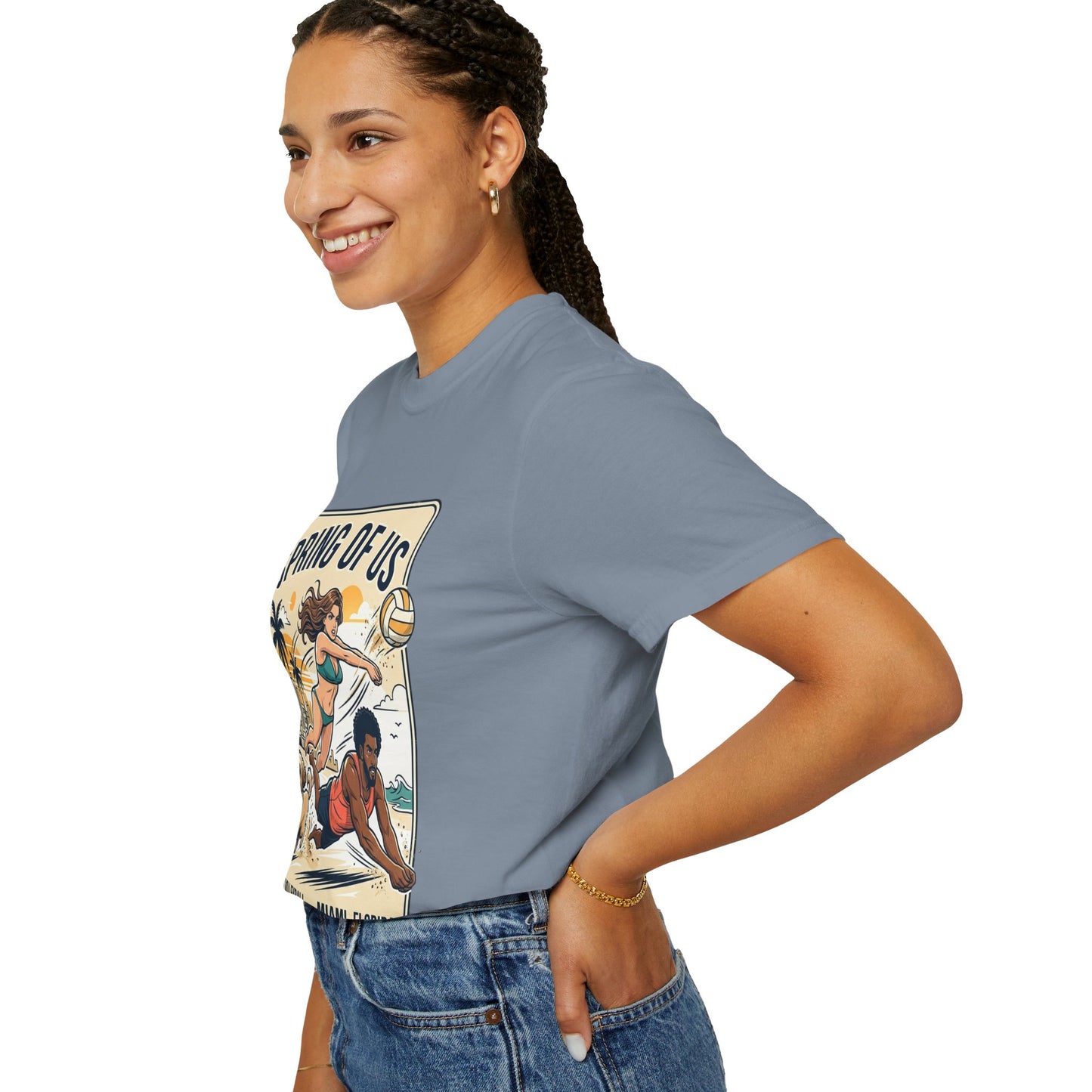 Spring of Us Beach Volleyball T-Shirt — Miami, Florida Retro Sun & Palm Tee