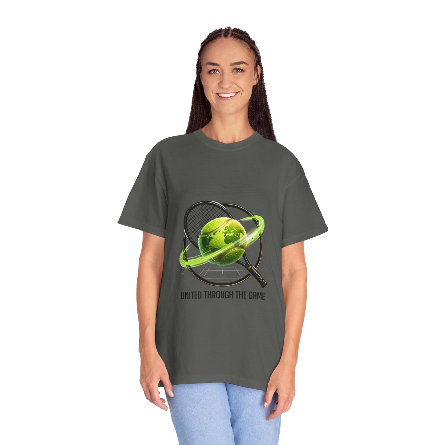 Tennis Globe T‑Shirt — "United Through the Game" Sports Tee