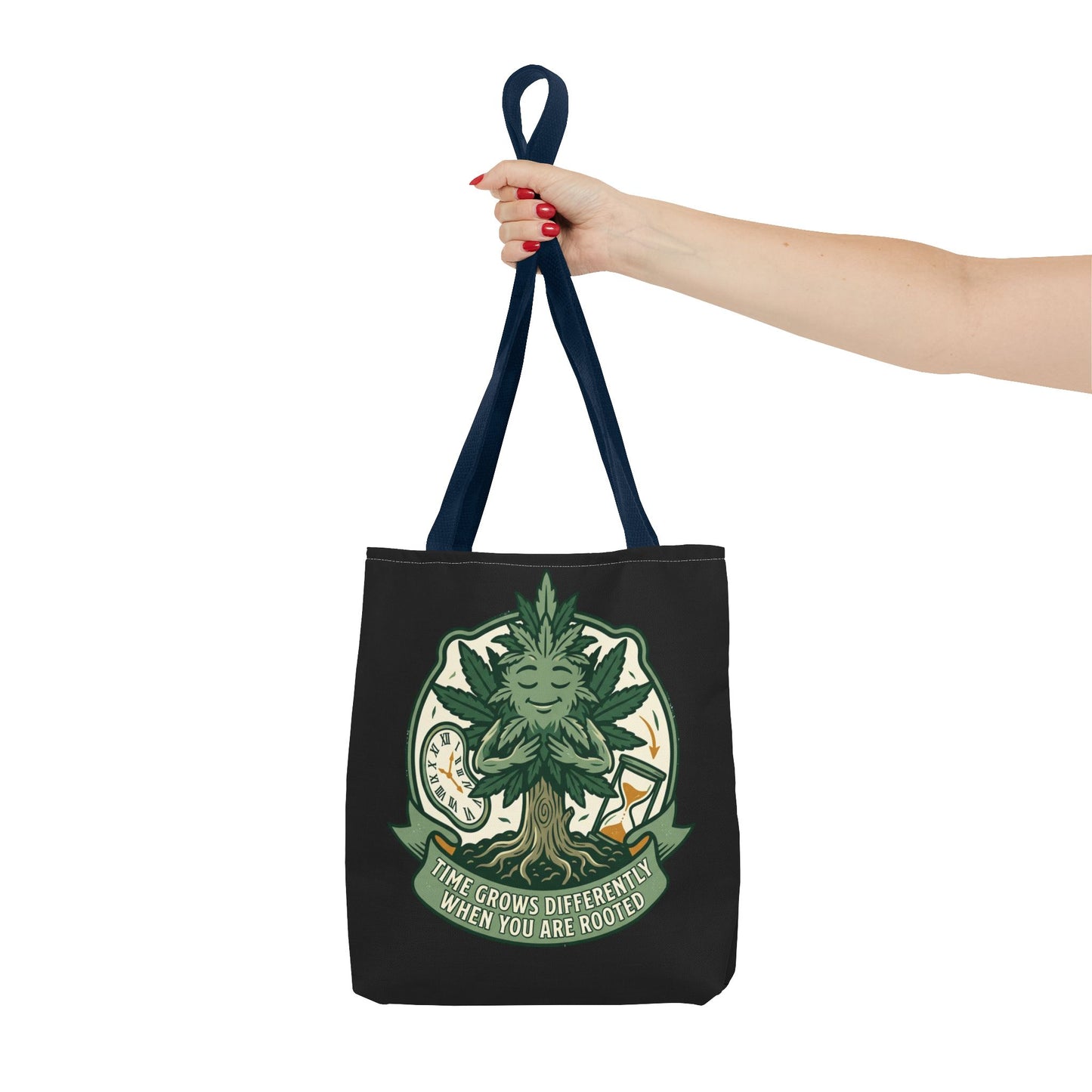 Rooted Tree Spirit Tote Bag — “Time Grows Different When You Are Rooted” Eco Tote