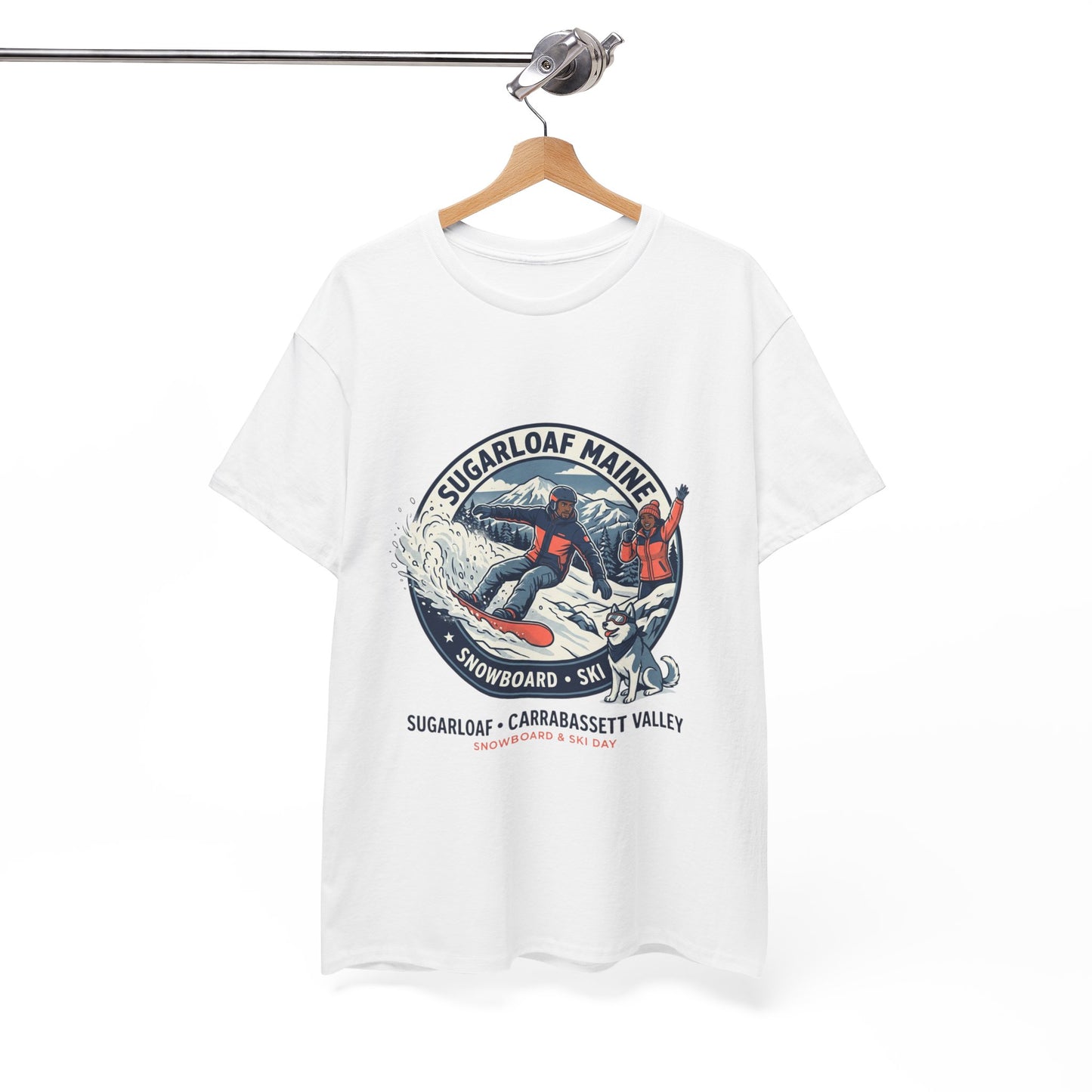 Sugarloaf Maine Snowboard & Ski T‑Shirt — Sugarloaf‑Carrabassett Valley Retro Graphic Tee