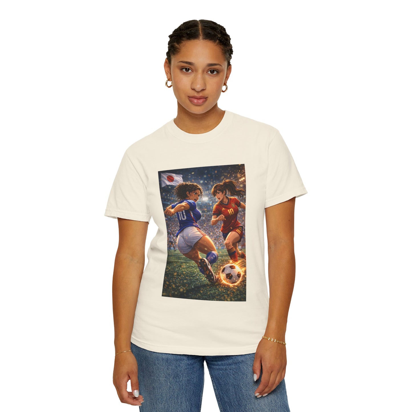 JAPAN Soccer Duel Graphic T-Shirt — Intense Japan vs Spain Football Art